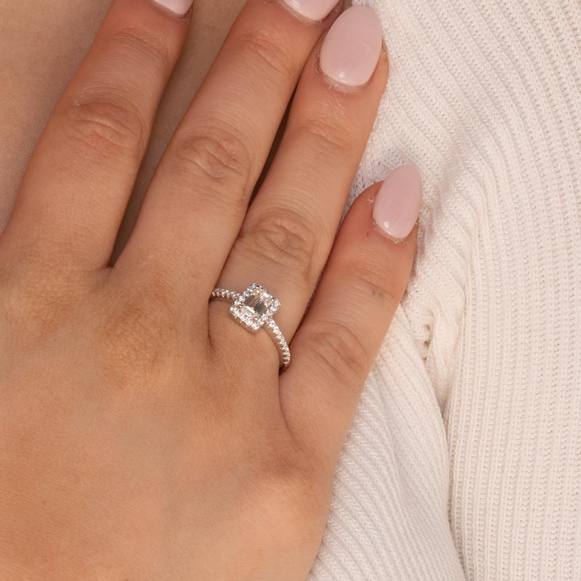 0.8ct The Emerald Solitaire Moissanite Diamond Engagement Ring - Camile & Stone