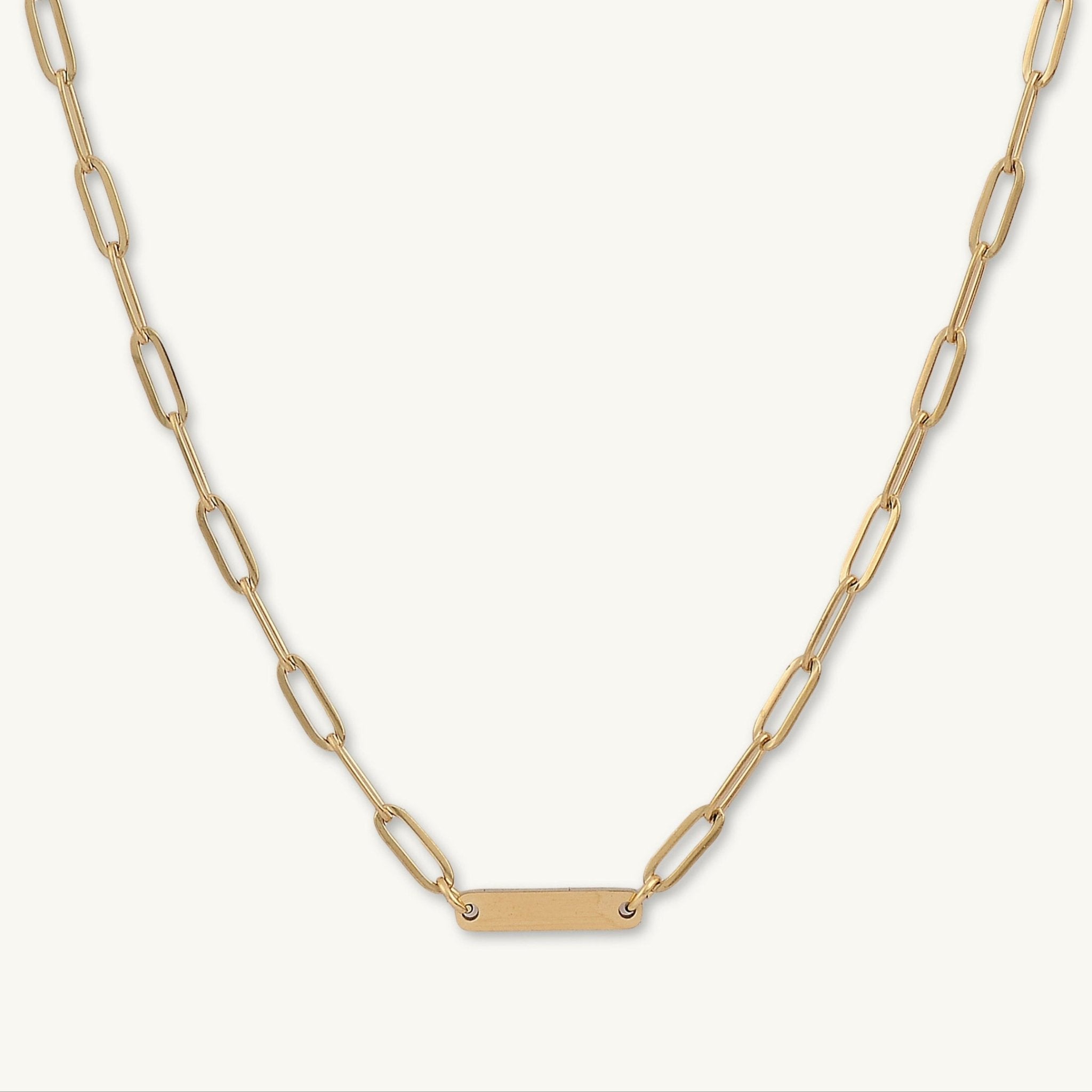 1 Bar Paper link Engraved Necklace - Camile & Stone
