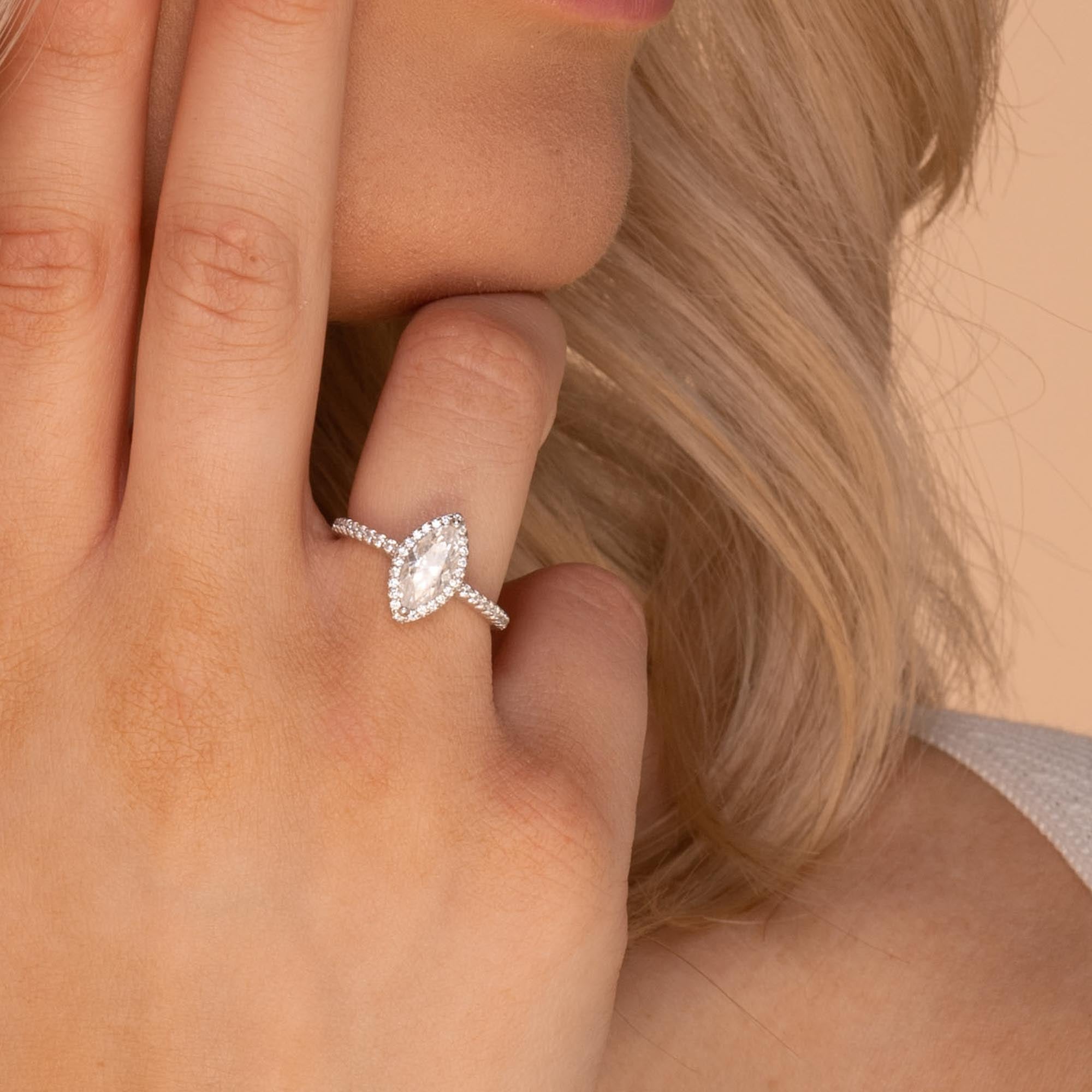 1.0 ct Marquise Moissanite Diamond Ring - Camile & Stone