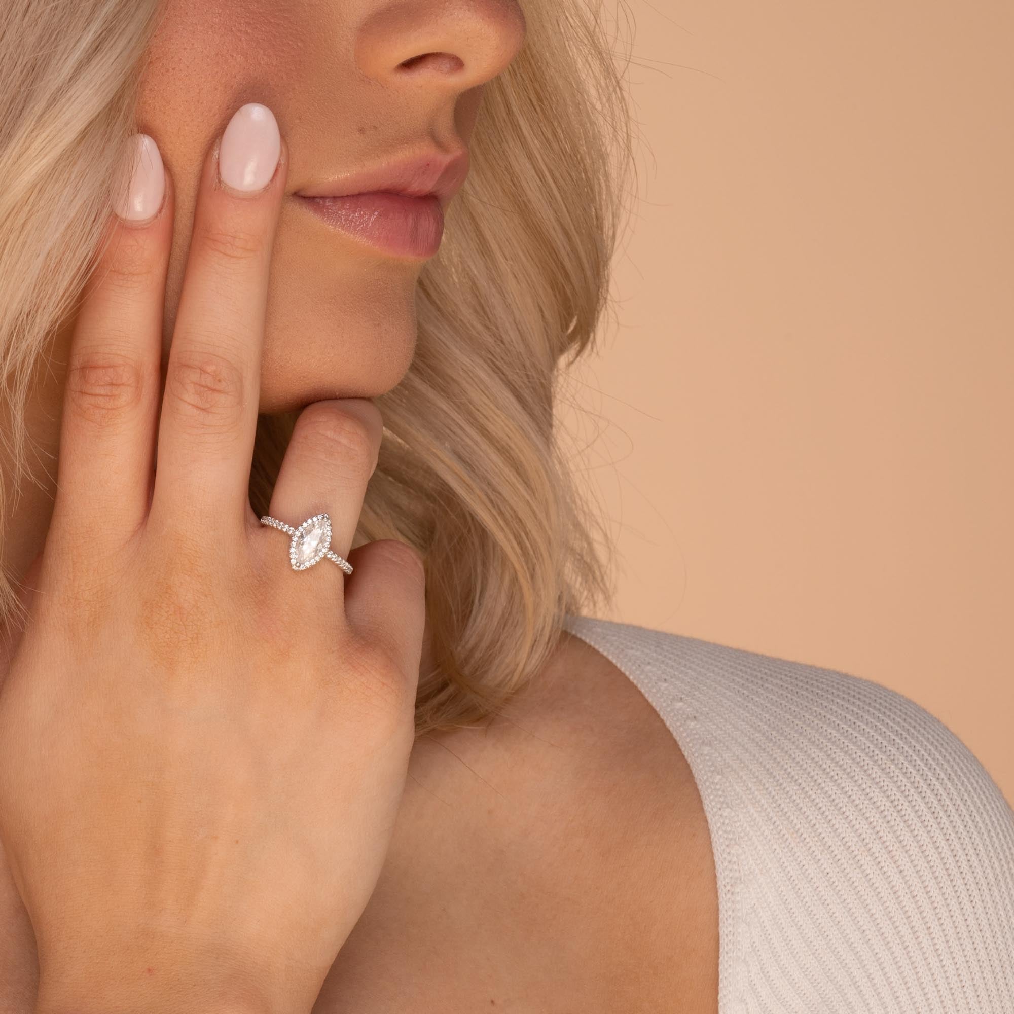 1.0 ct Marquise Moissanite Diamond Ring - Camile & Stone