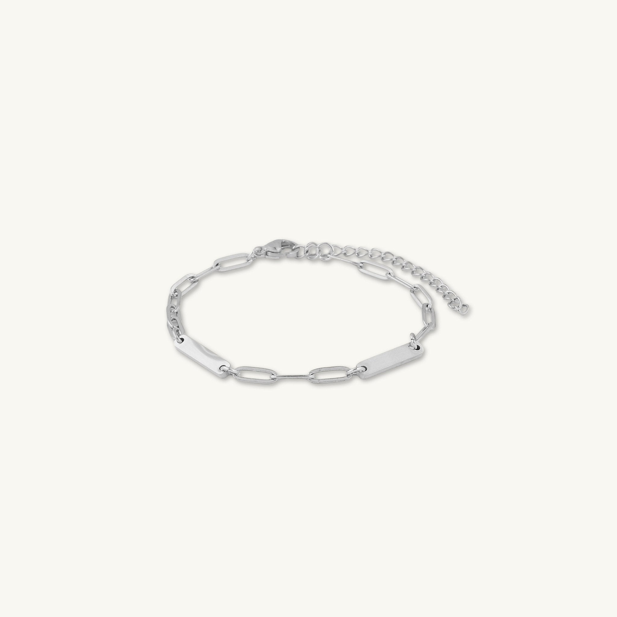2 Bar Paper link Engraved Bracelet - Camile & Stone