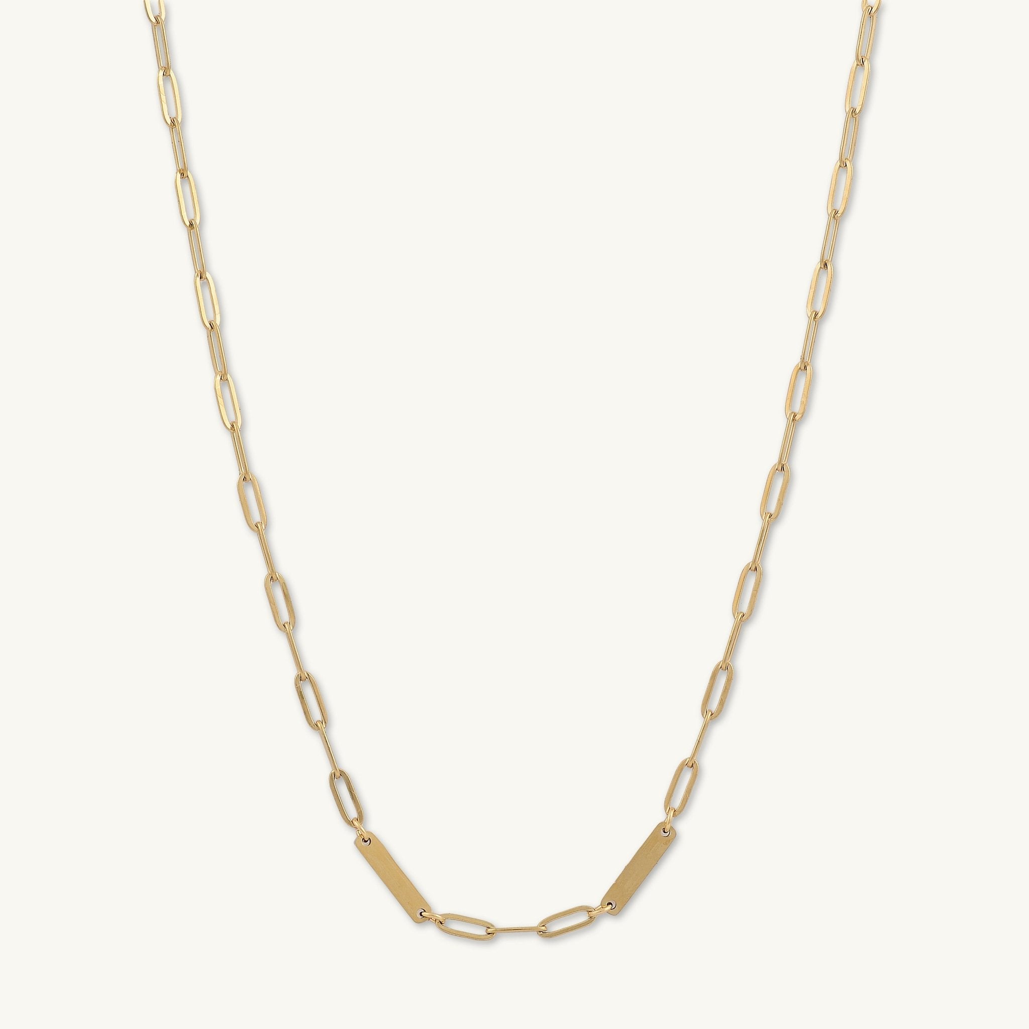 2 Bar Paper link Engraved Necklace - Camile & Stone