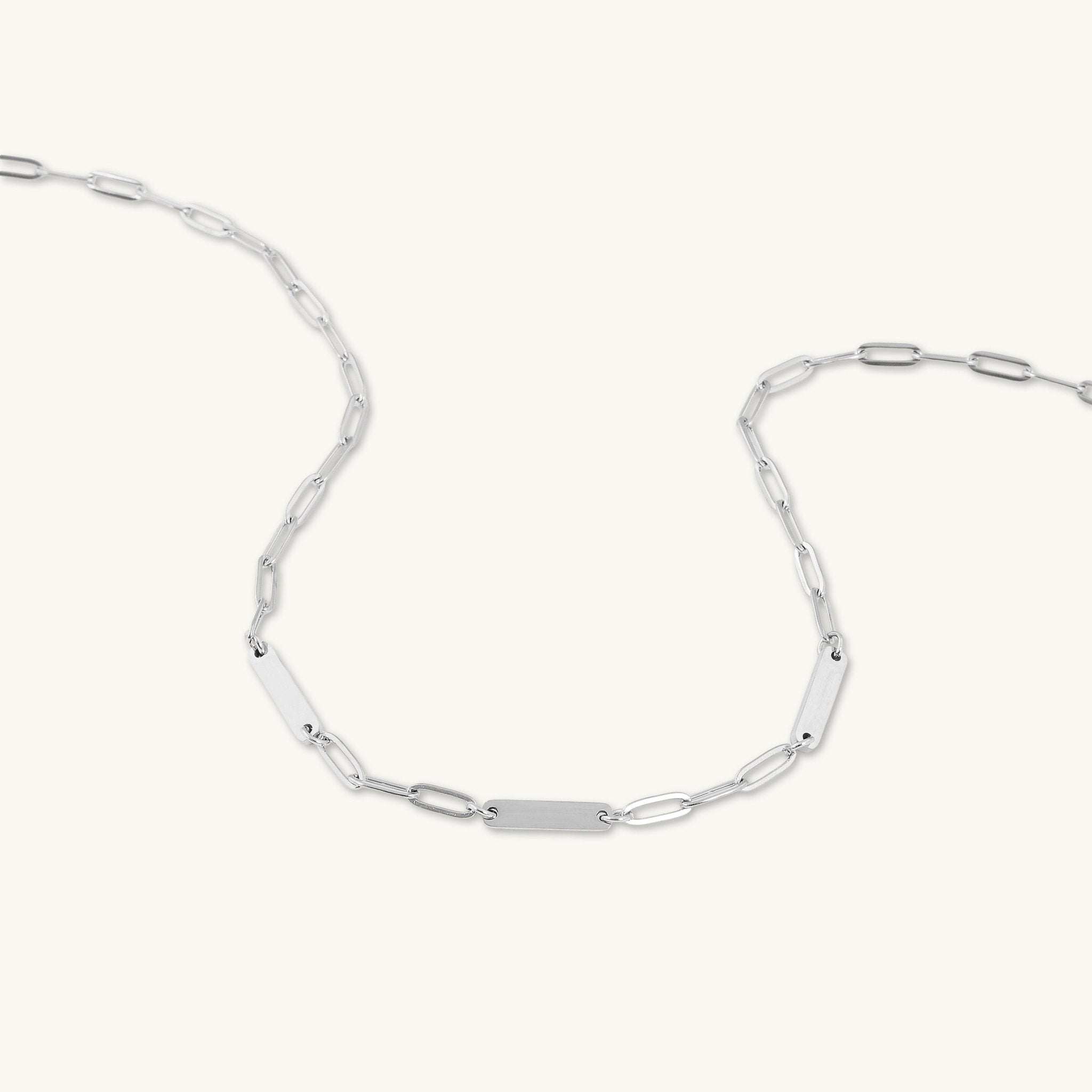 3 Bar Paper link Engraved Necklace - Camile & Stone
