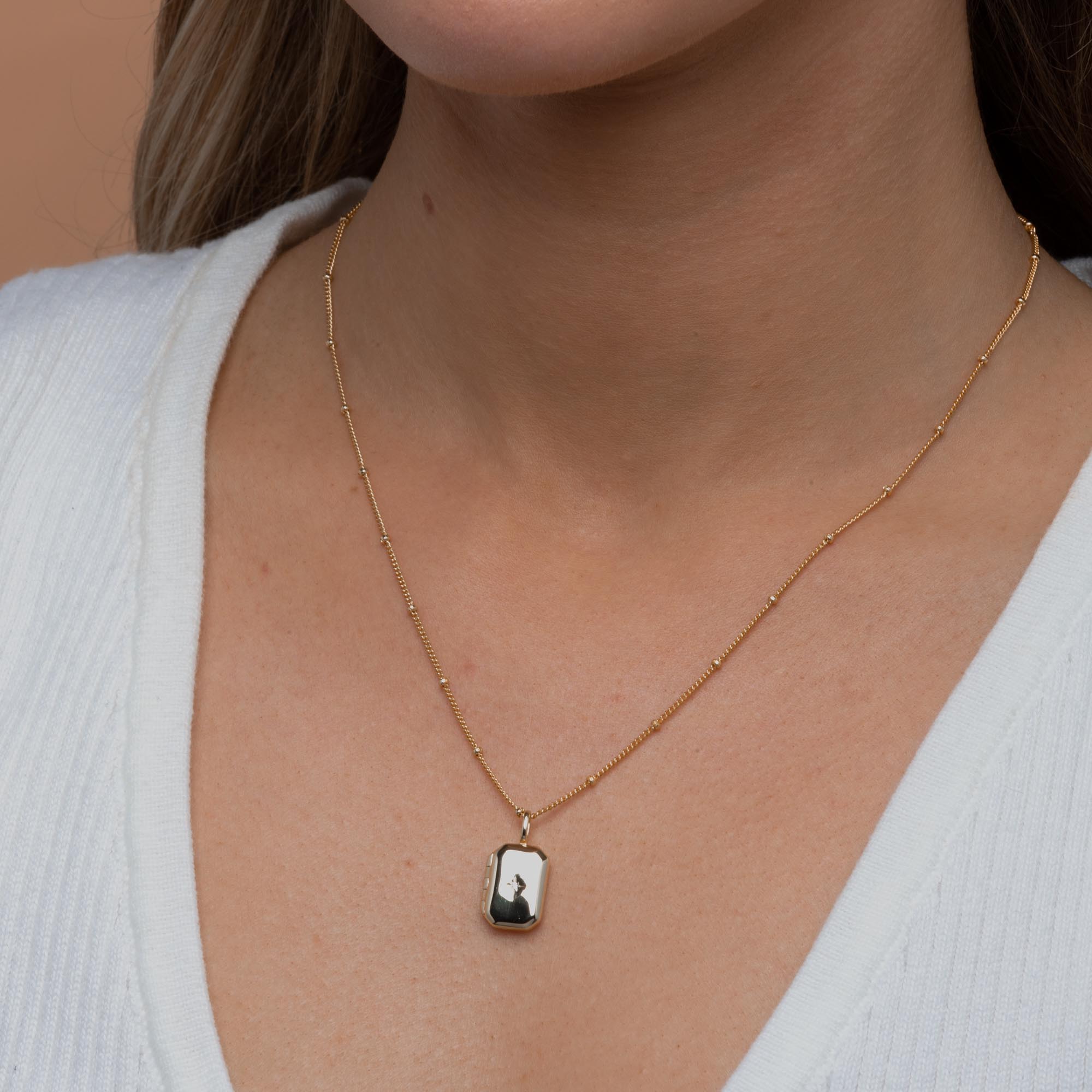 North Star Rectangular Photo Locket Necklace