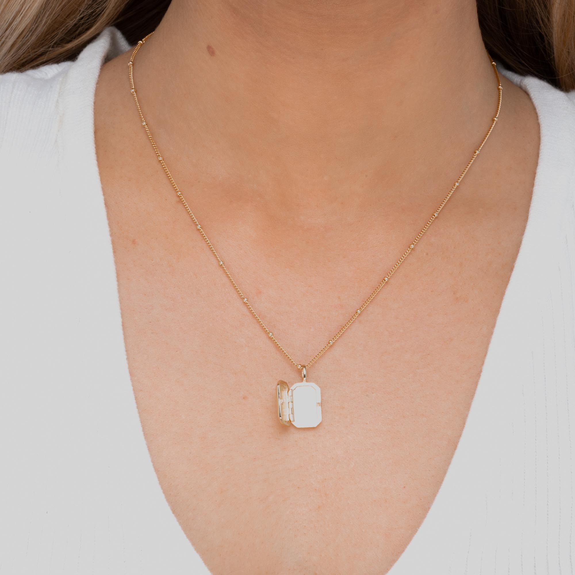 North Star Rectangular Photo Locket Necklace