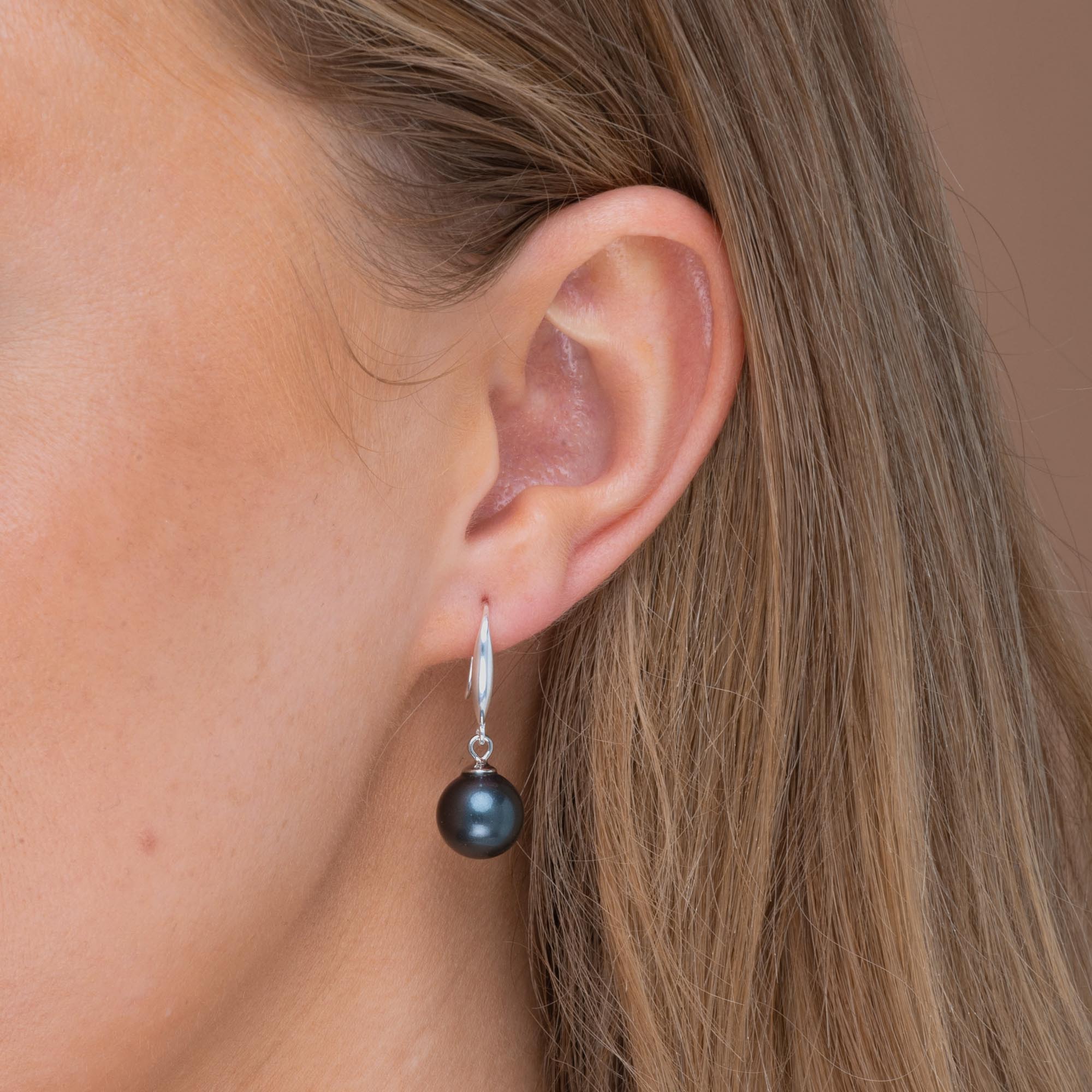 Black Freshwater Pearl Drop Earrings