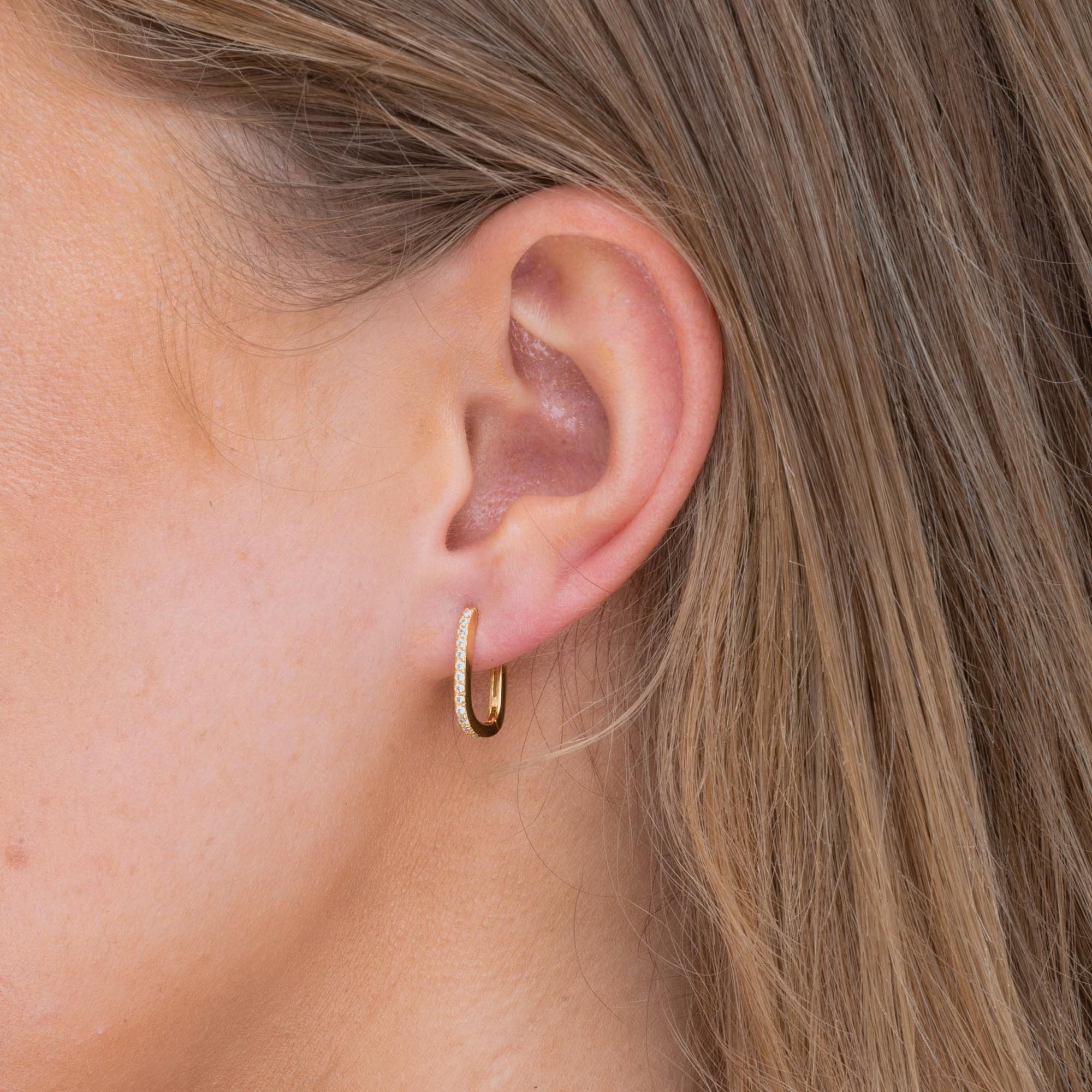 Classic Sapphire Oval Huggie Earrings