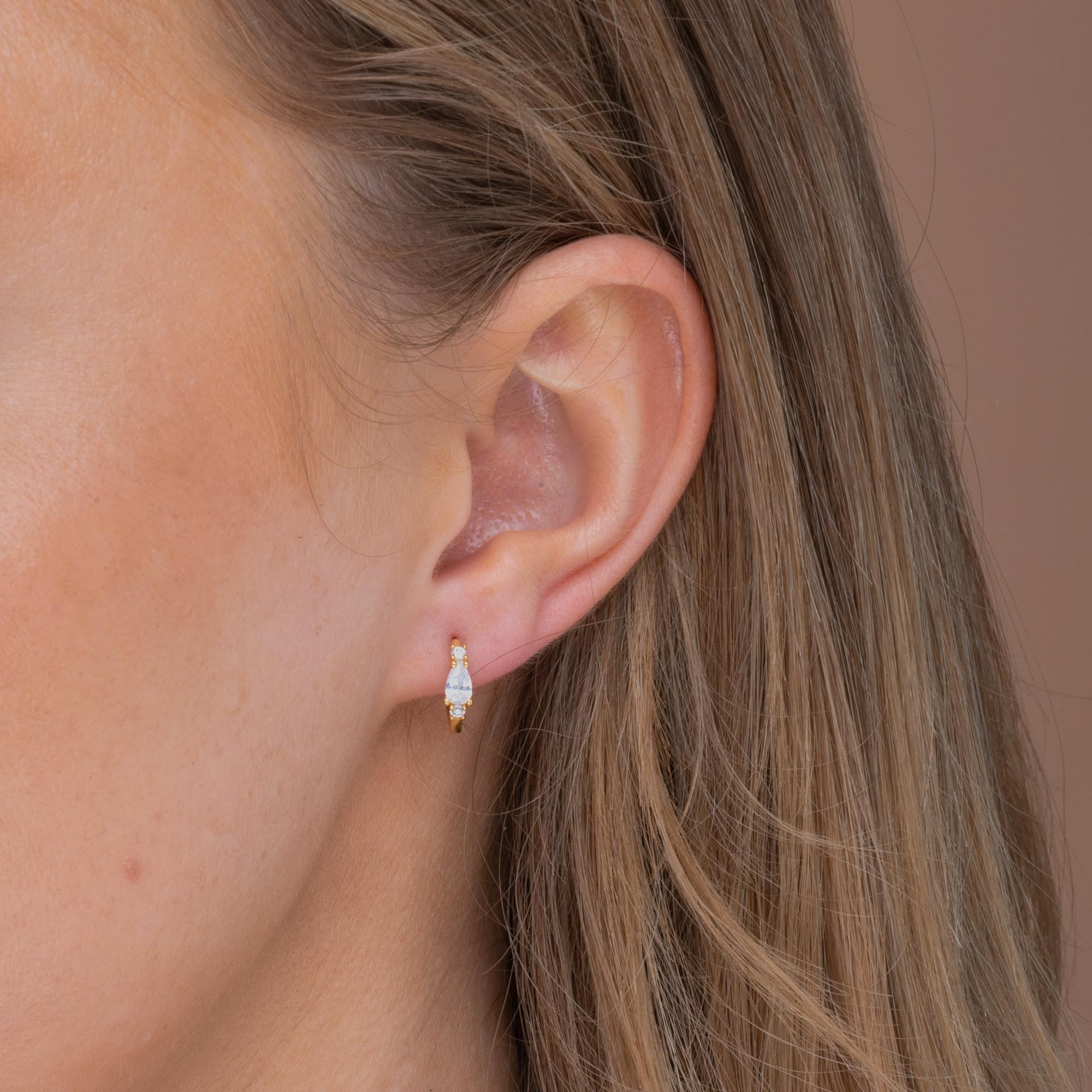 Teardrop Sapphire Huggie Earrings