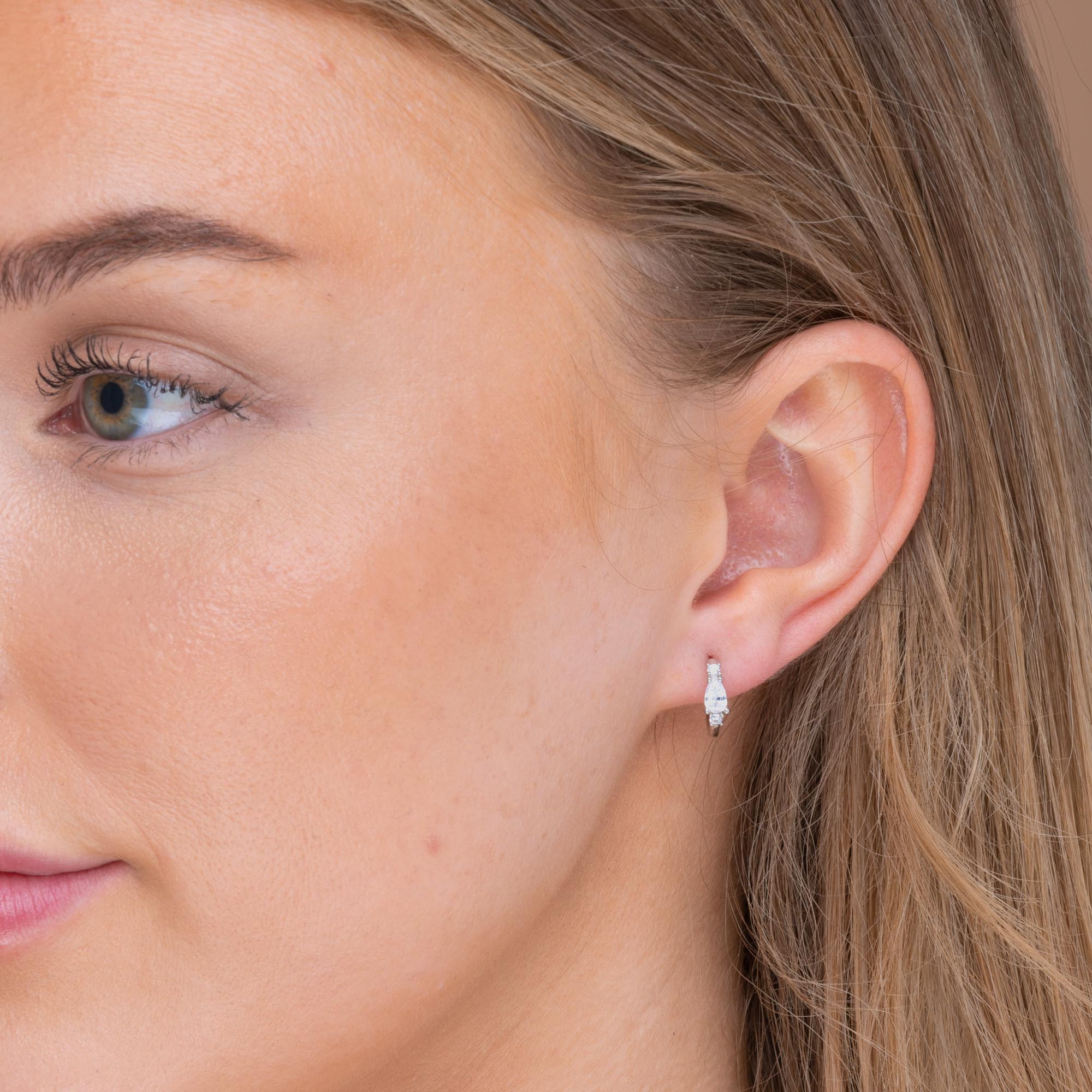 Teardrop Sapphire Huggie Earrings
