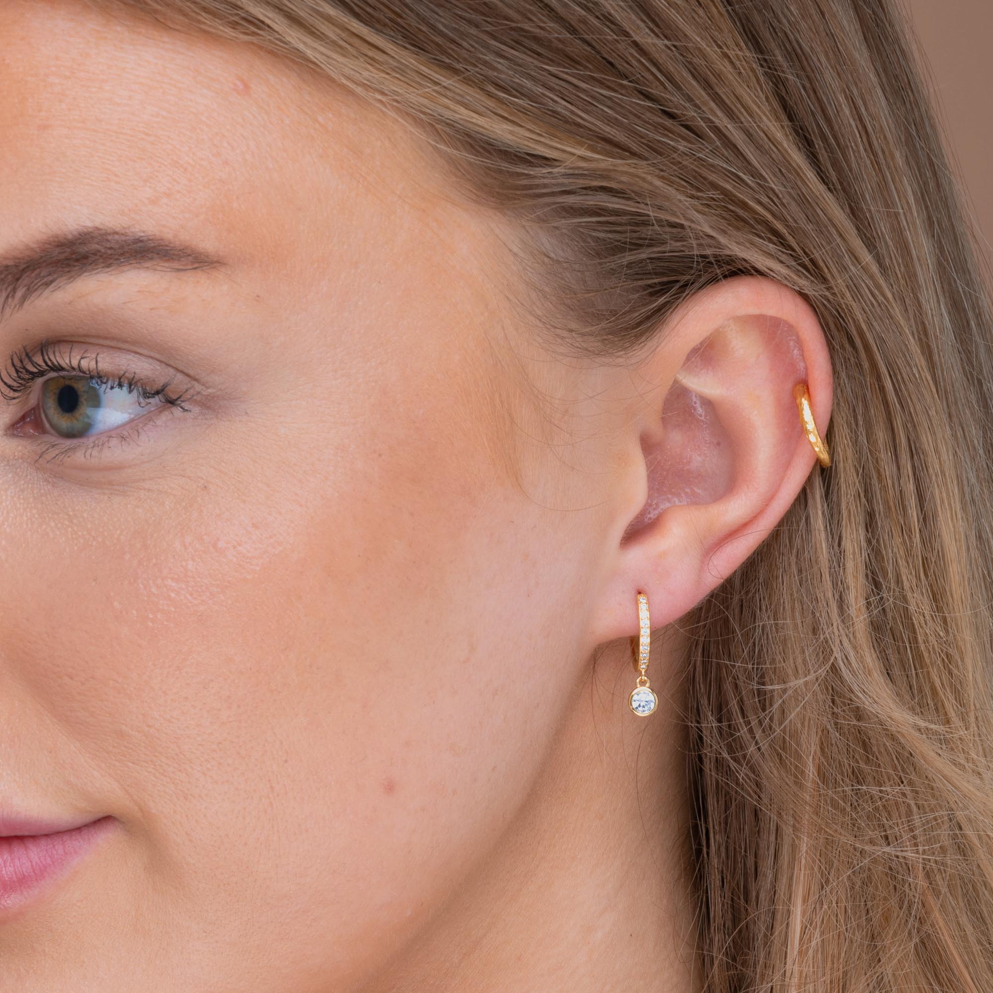 Sapphire Drop Hoop Earrings