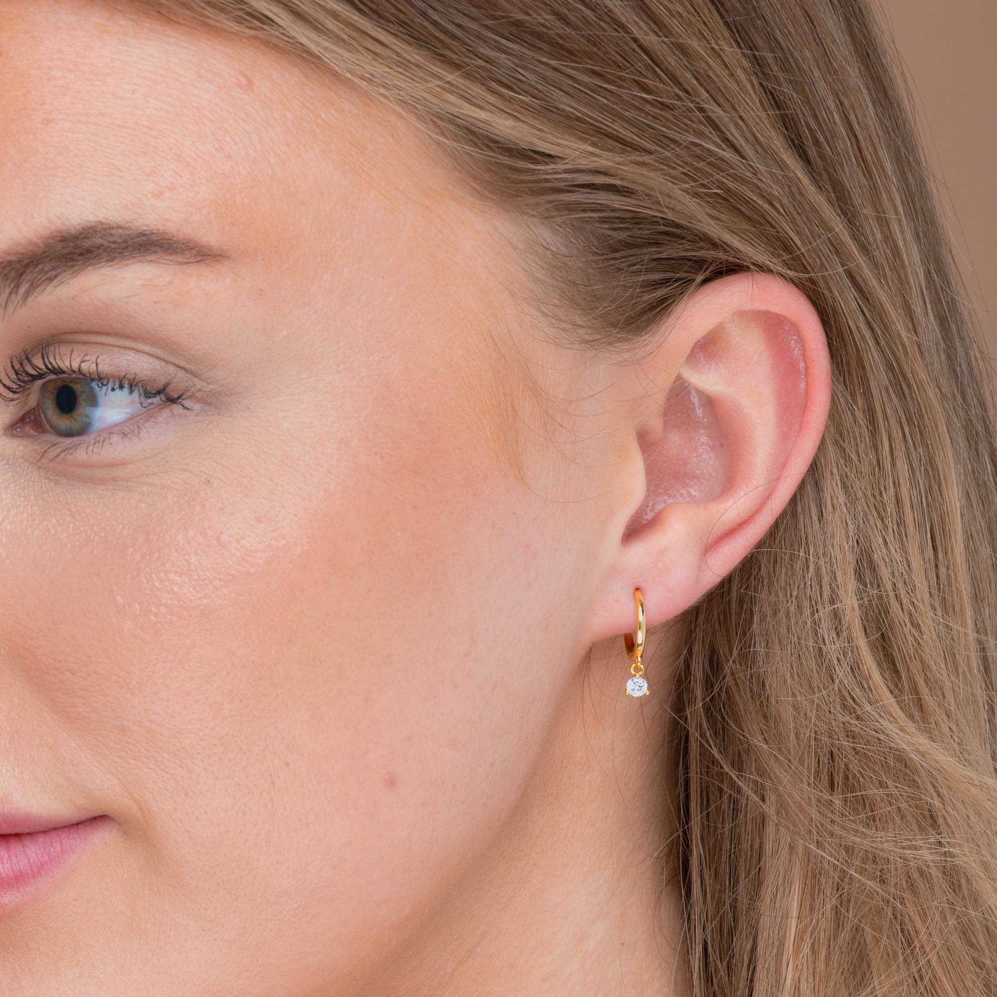 Solitaire Hoop Earrings