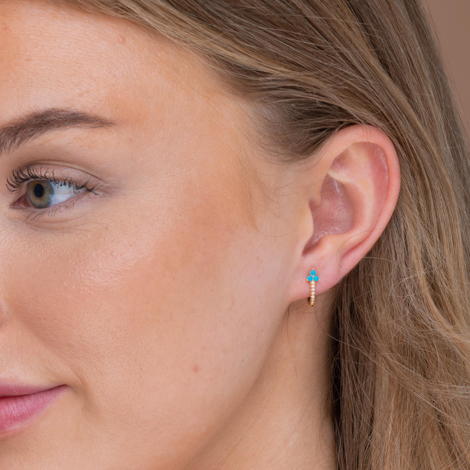Turquoise Lotus Sapphire Hoop Earrings