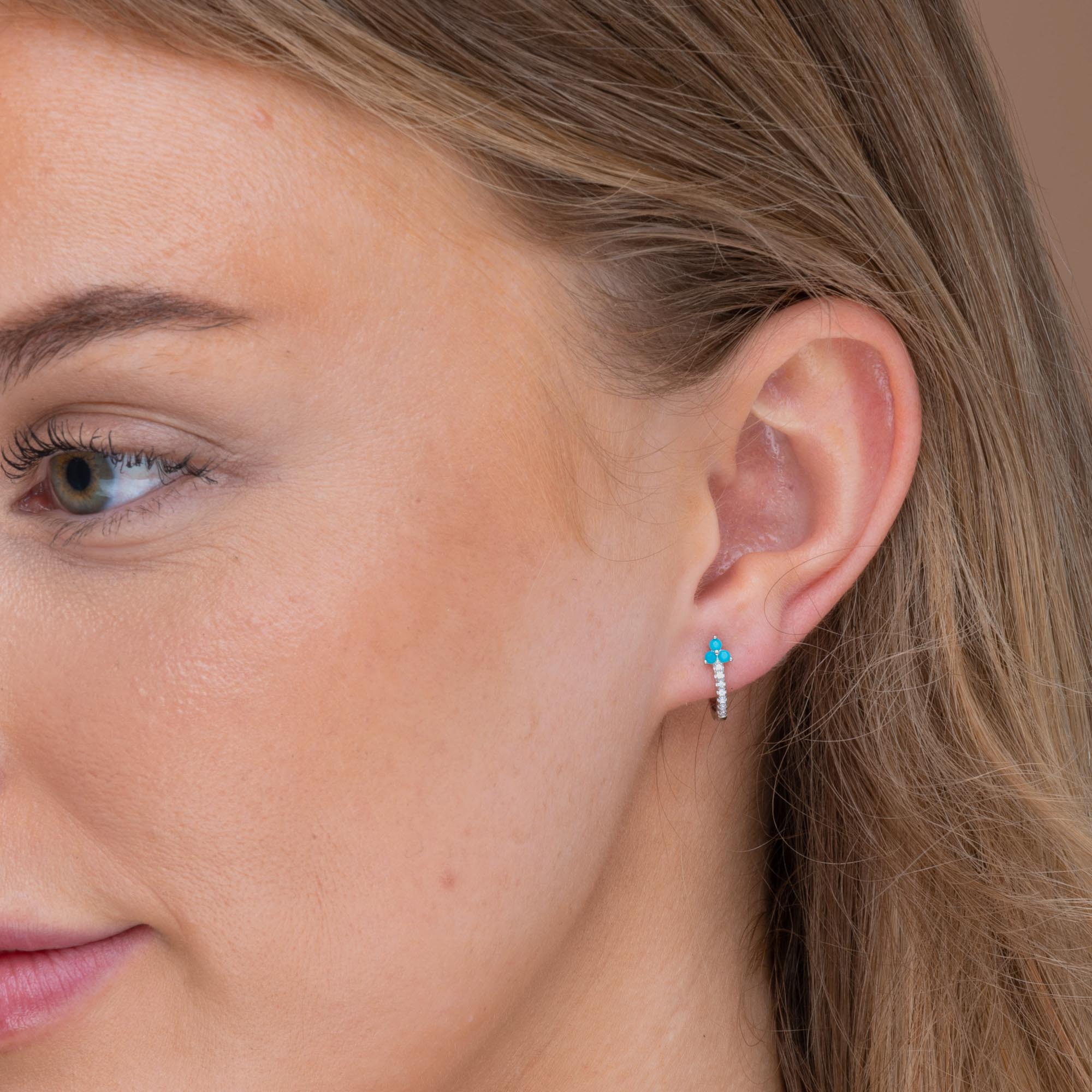 Turquoise Lotus Sapphire Hoop Earrings
