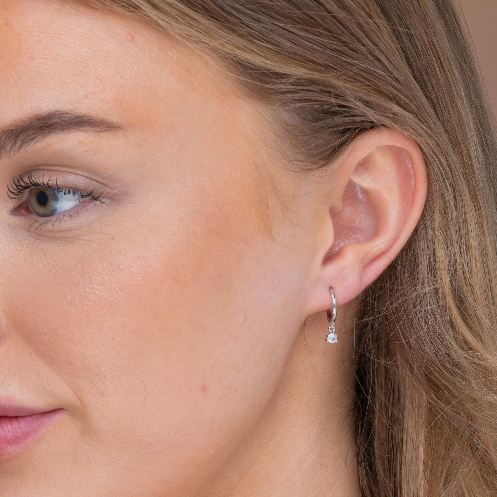 Solitaire Hoop Earrings