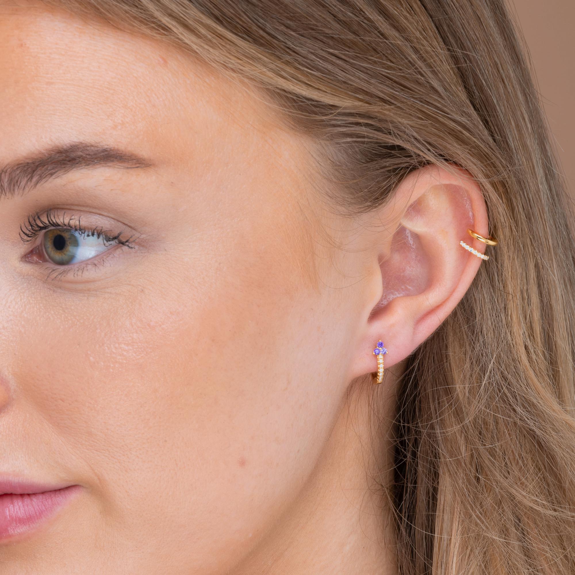 Purple Lotus Sapphire Hoop Earrings