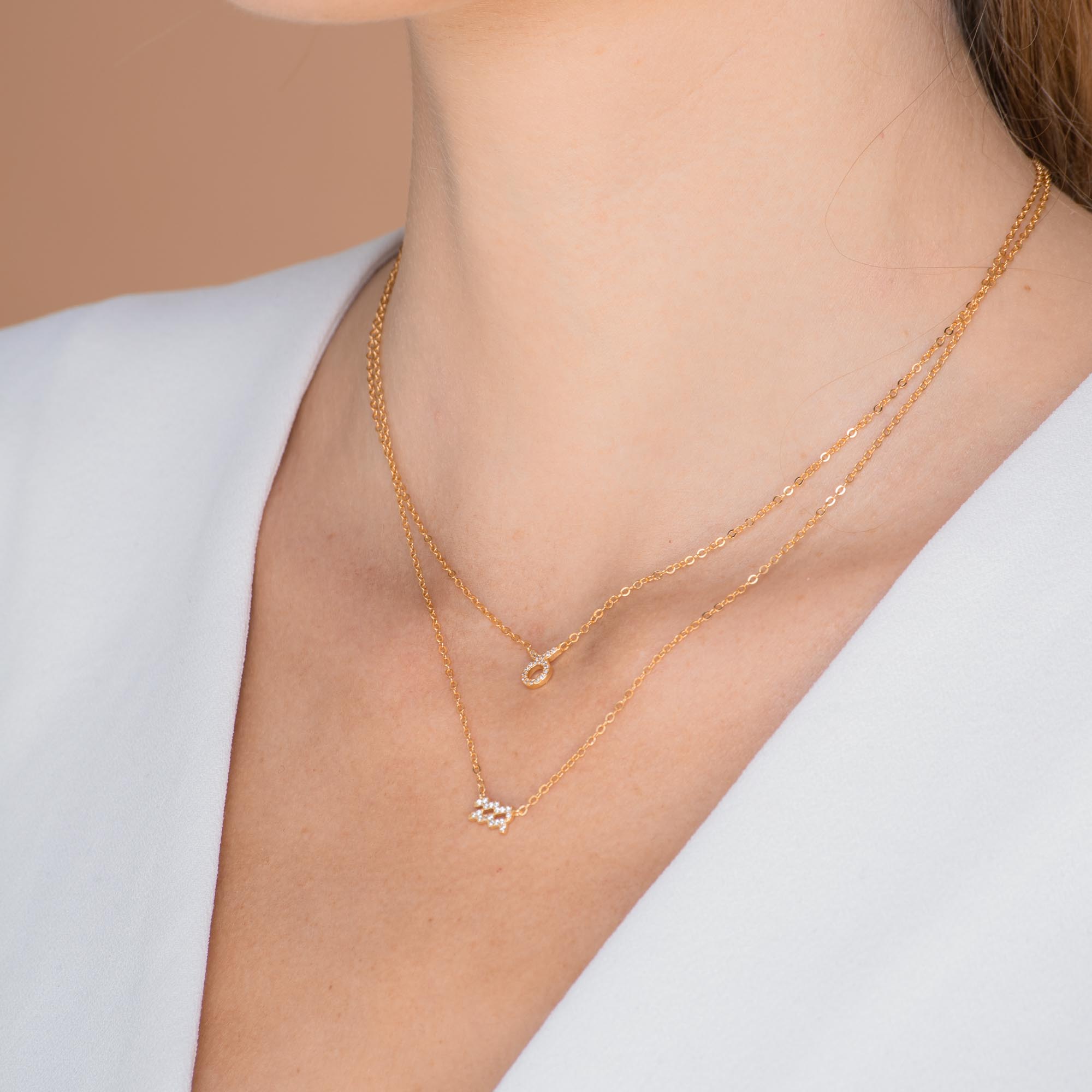 Aquarius Sapphire Charm Zodiac Star Sign Necklace