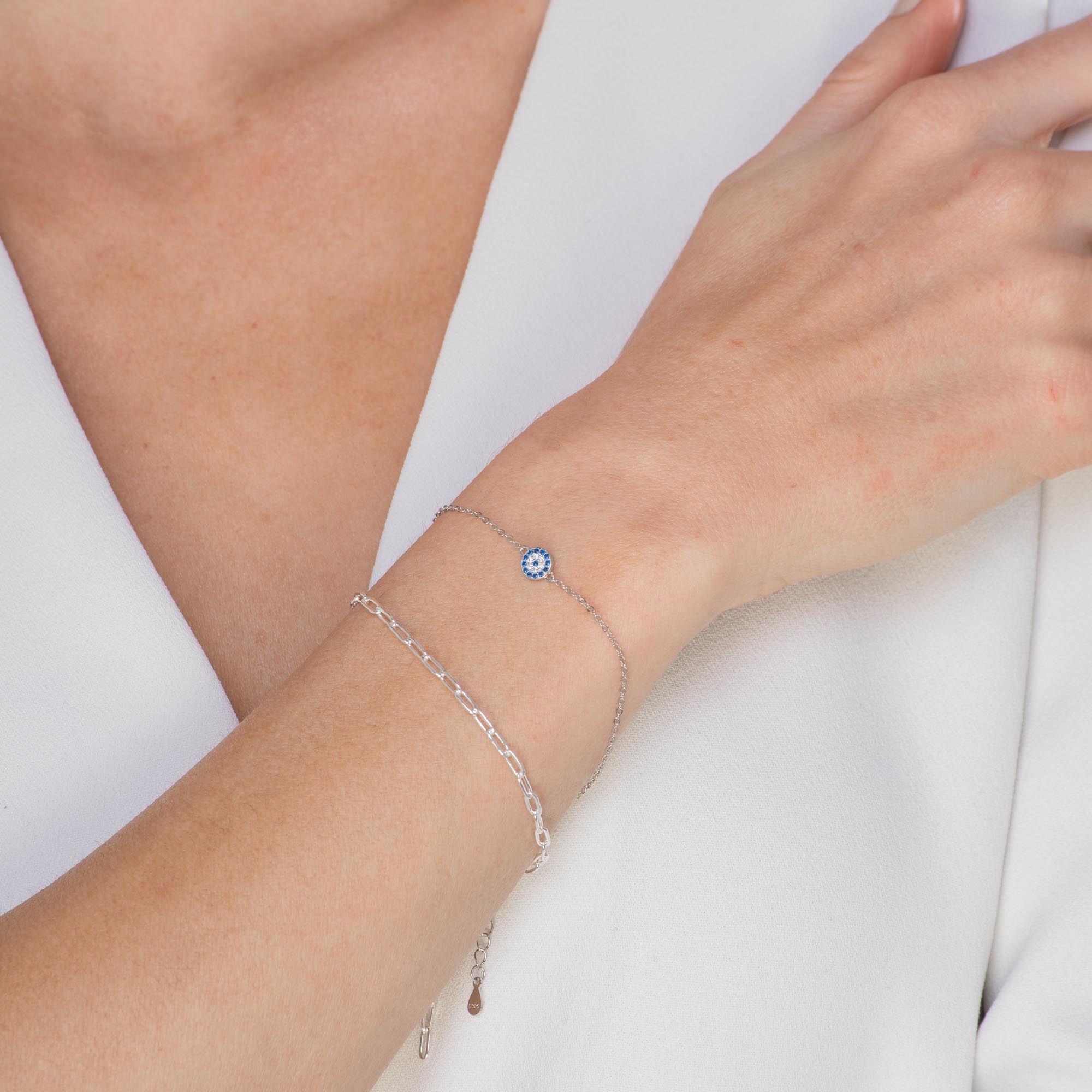 Round Evil Eye Pave Bracelet
