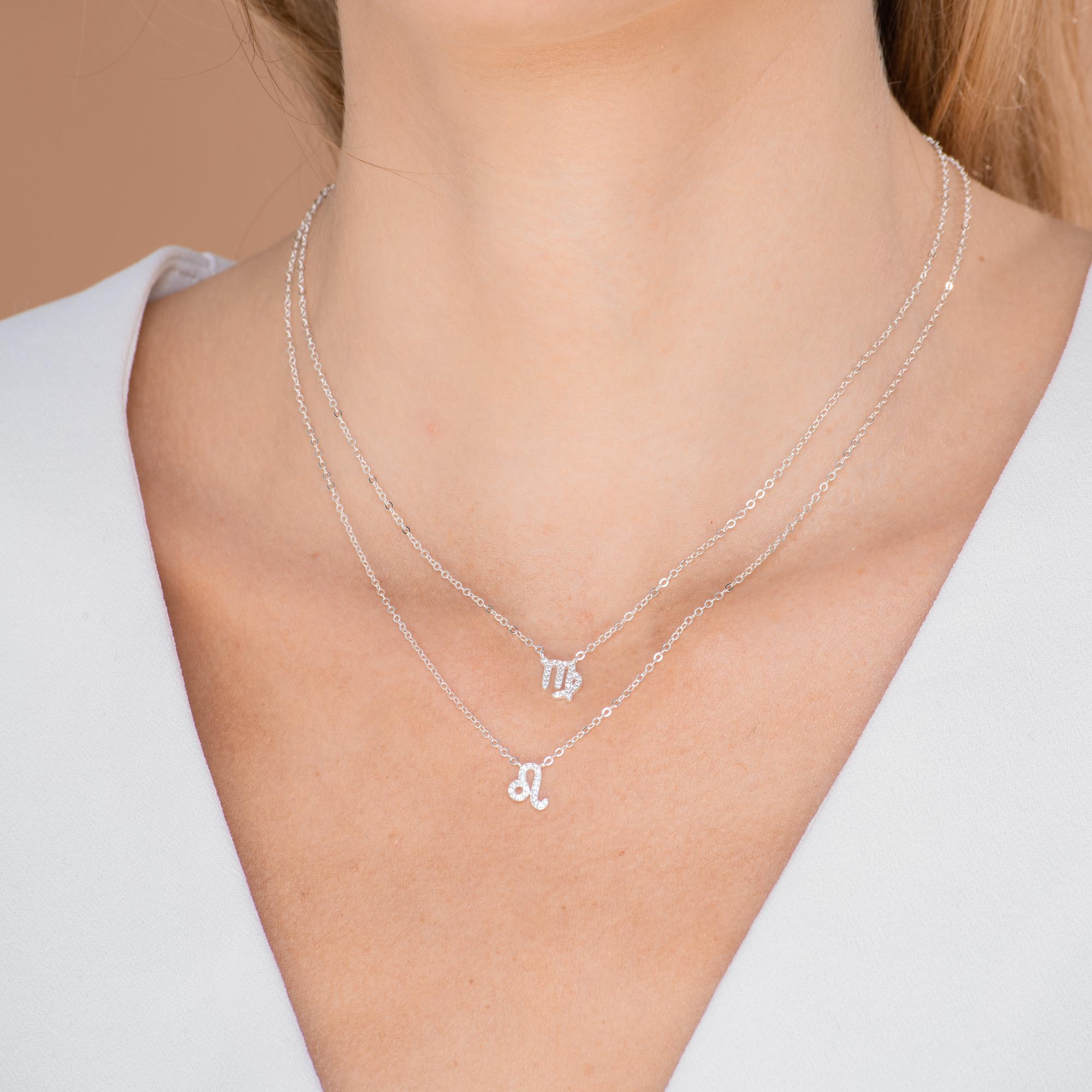 Leo Sapphire Charm Zodiac Star Sign Necklace