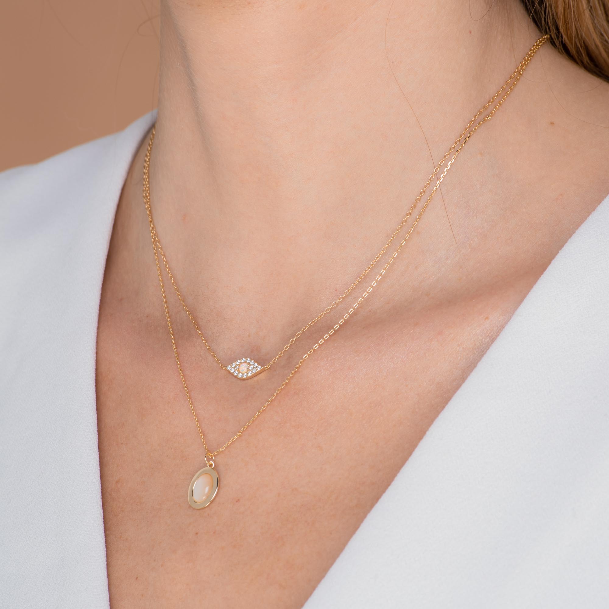 Evil Eye Opal Pave Necklace