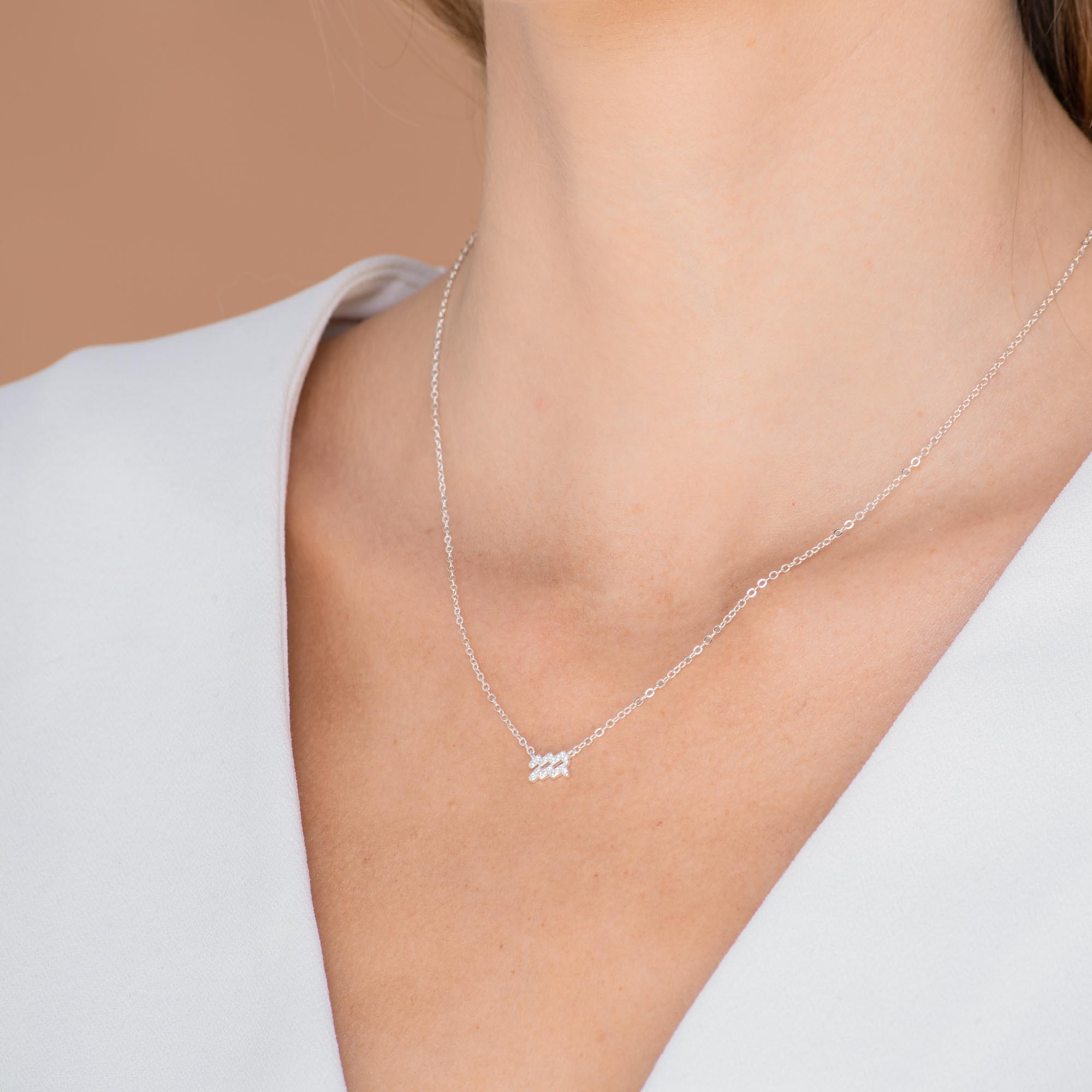 Aquarius Sapphire Charm Zodiac Star Sign Necklace