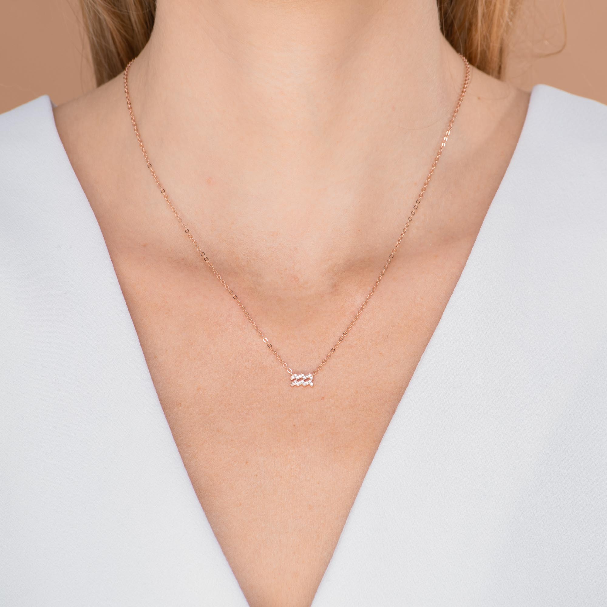 Aquarius Sapphire Charm Zodiac Star Sign Necklace