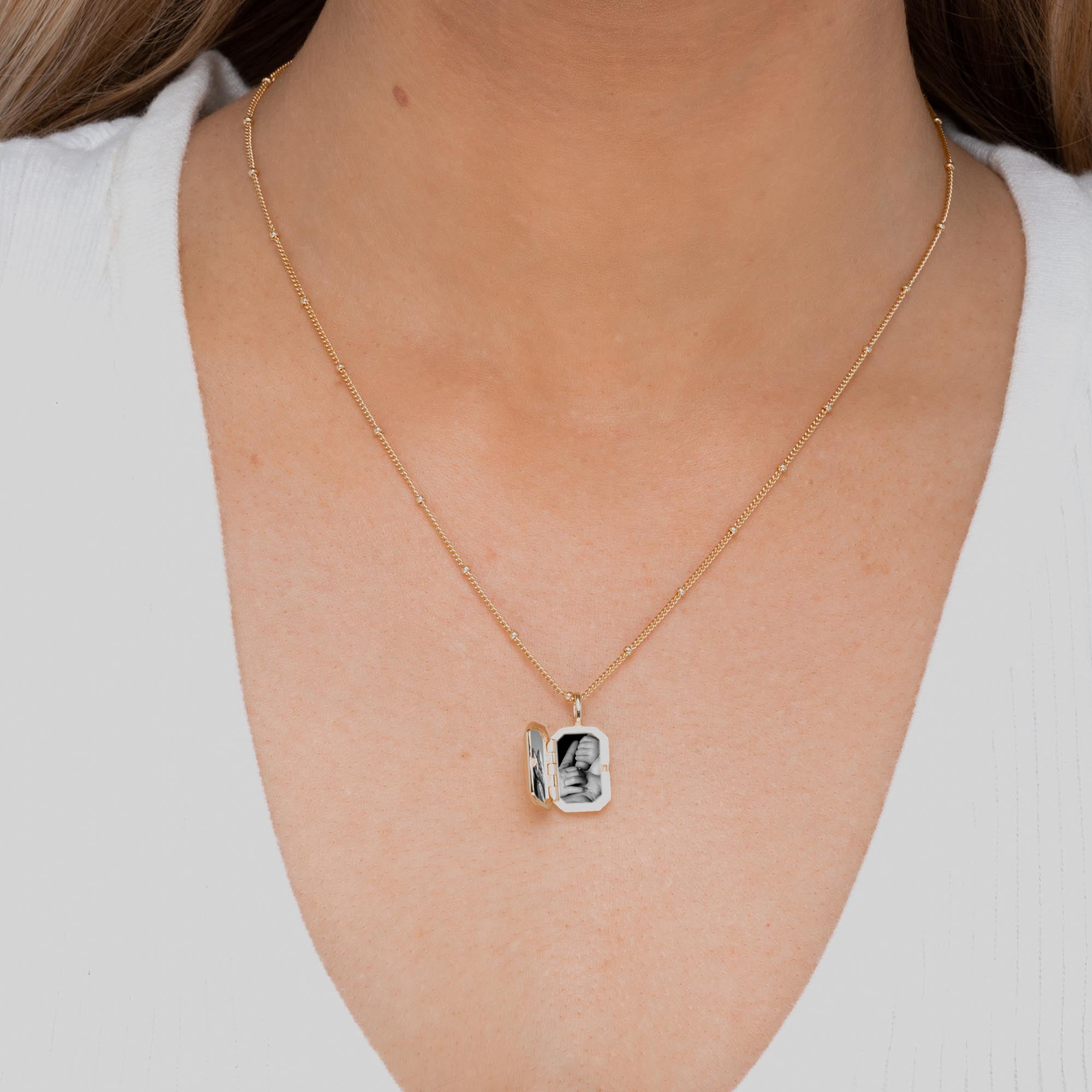 North Star Rectangular Photo Locket Necklace