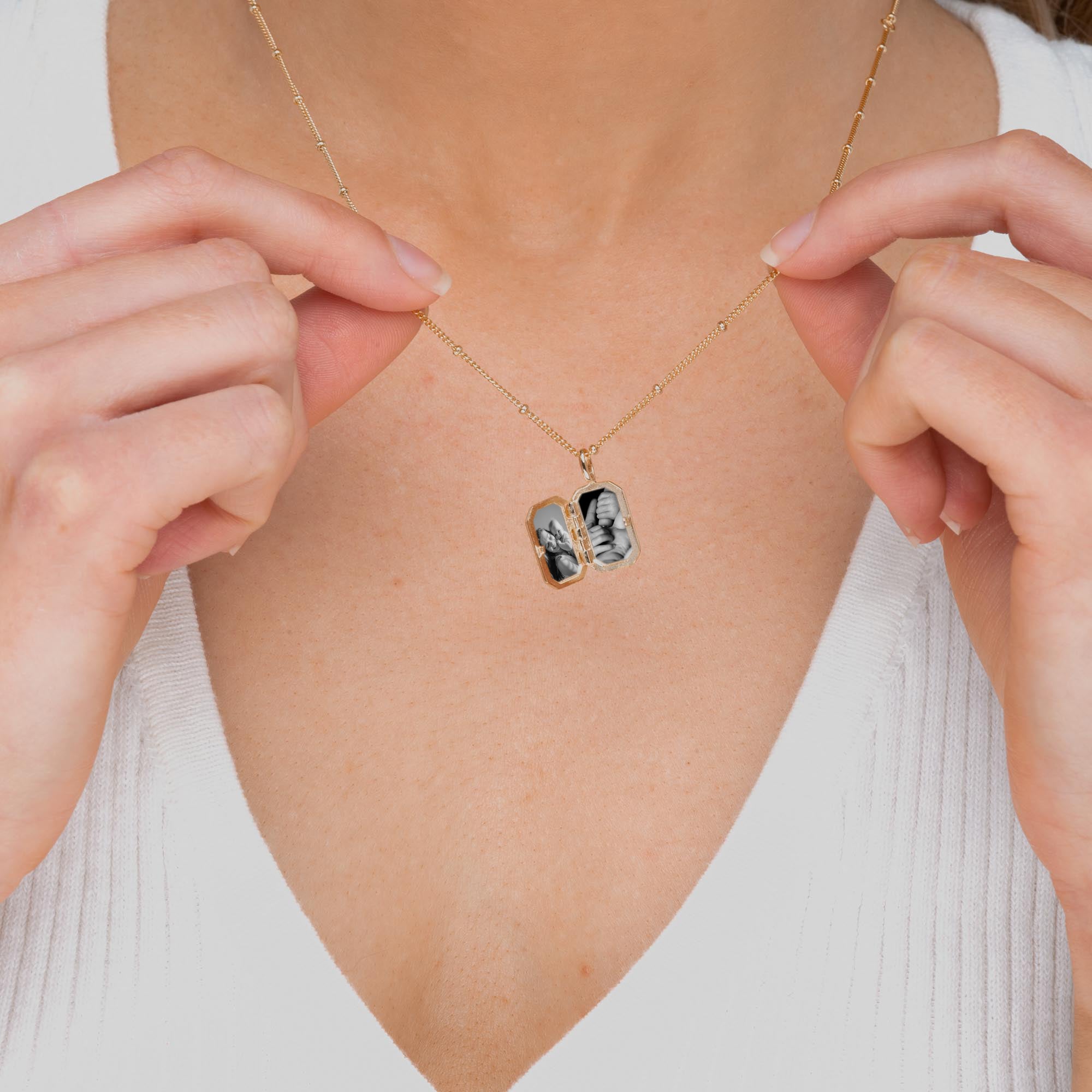 North Star Rectangular Photo Locket Necklace