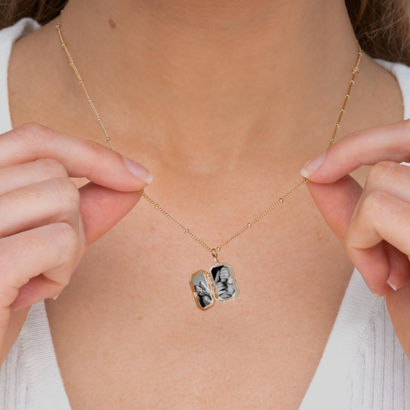 North Star Rectangular Photo Locket Necklace