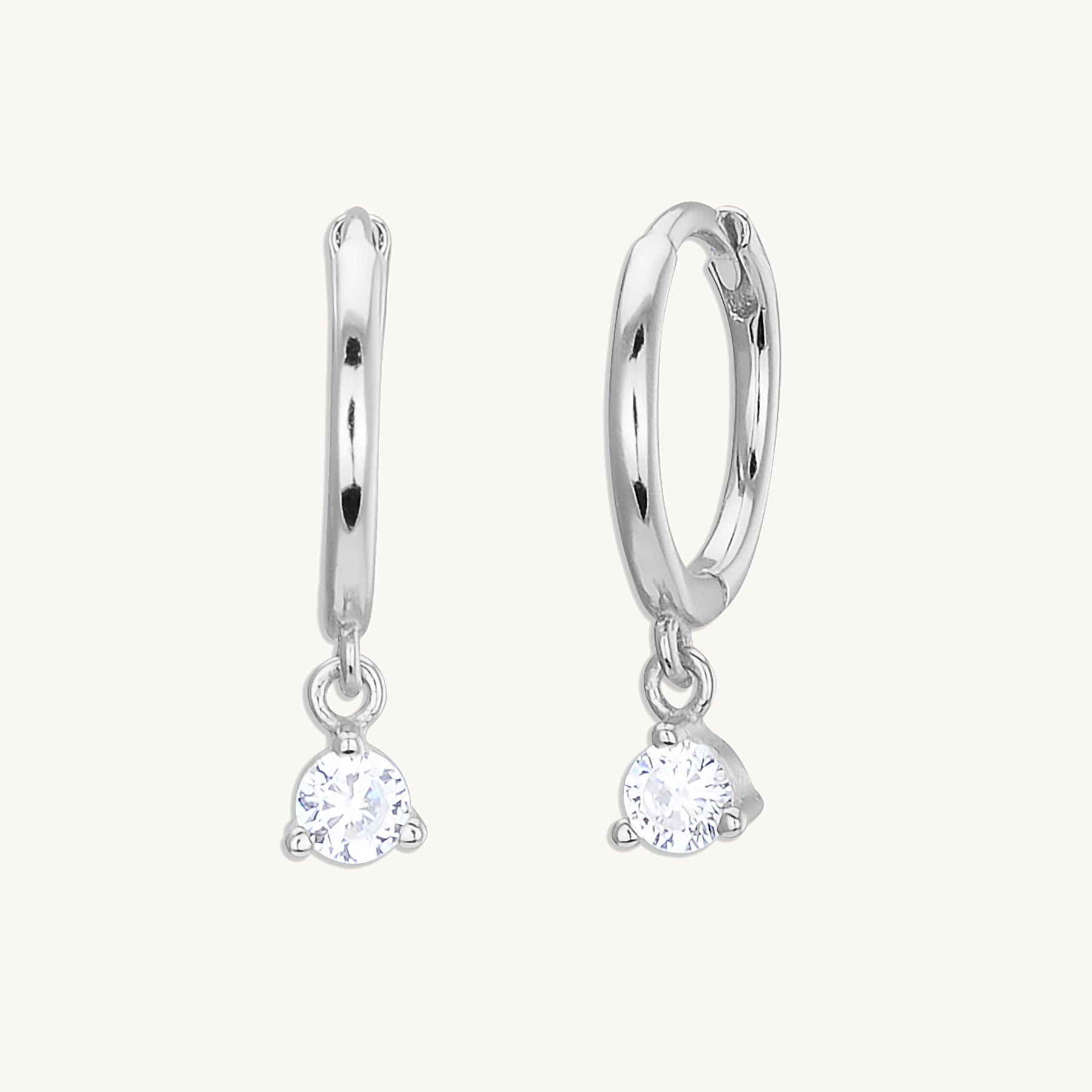 Solitaire Hoop Earrings