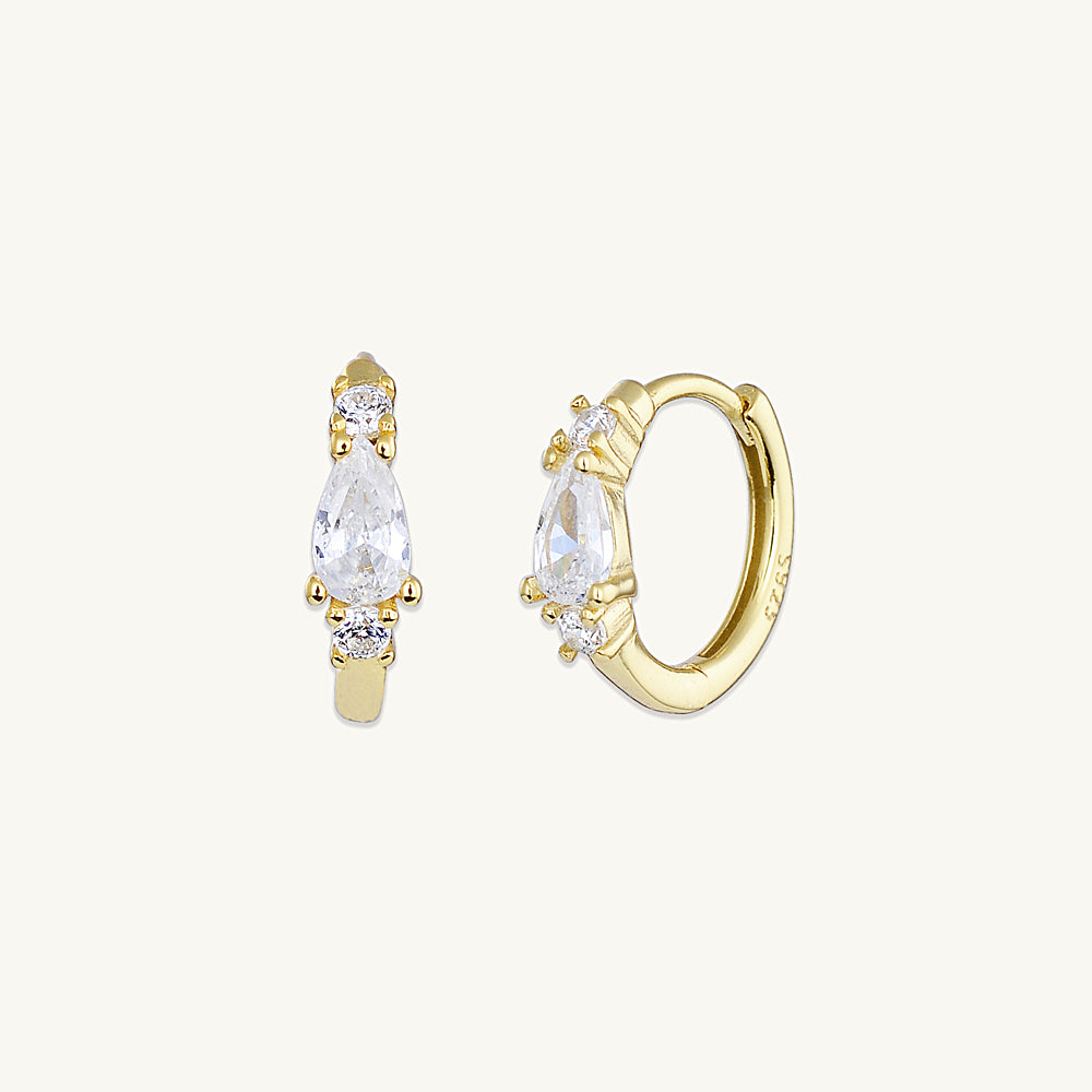 Teardrop Sapphire Huggie Earrings