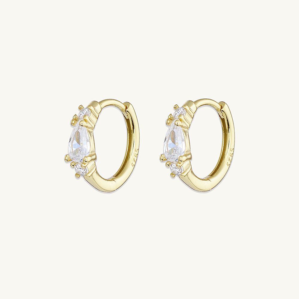 Teardrop Sapphire Huggie Earrings