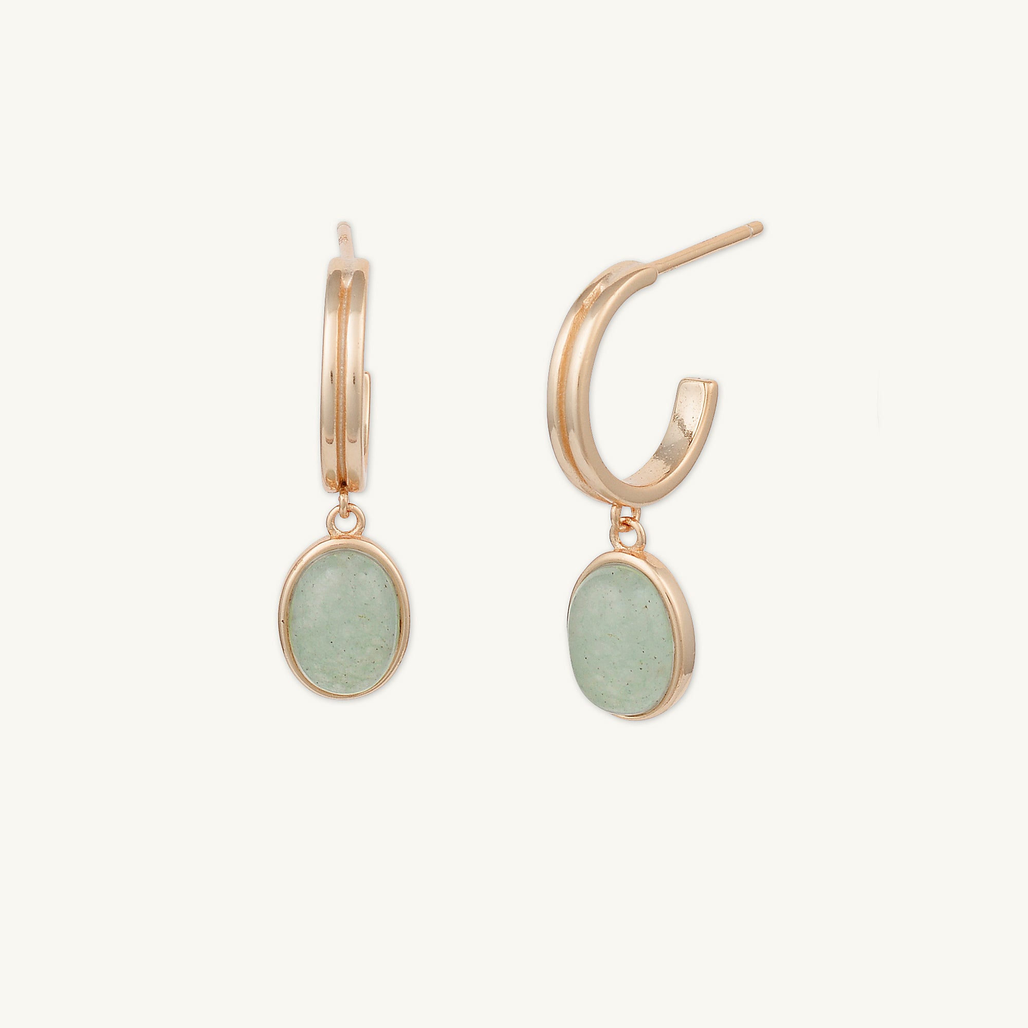 Sage Green Jade Hoop Earrings