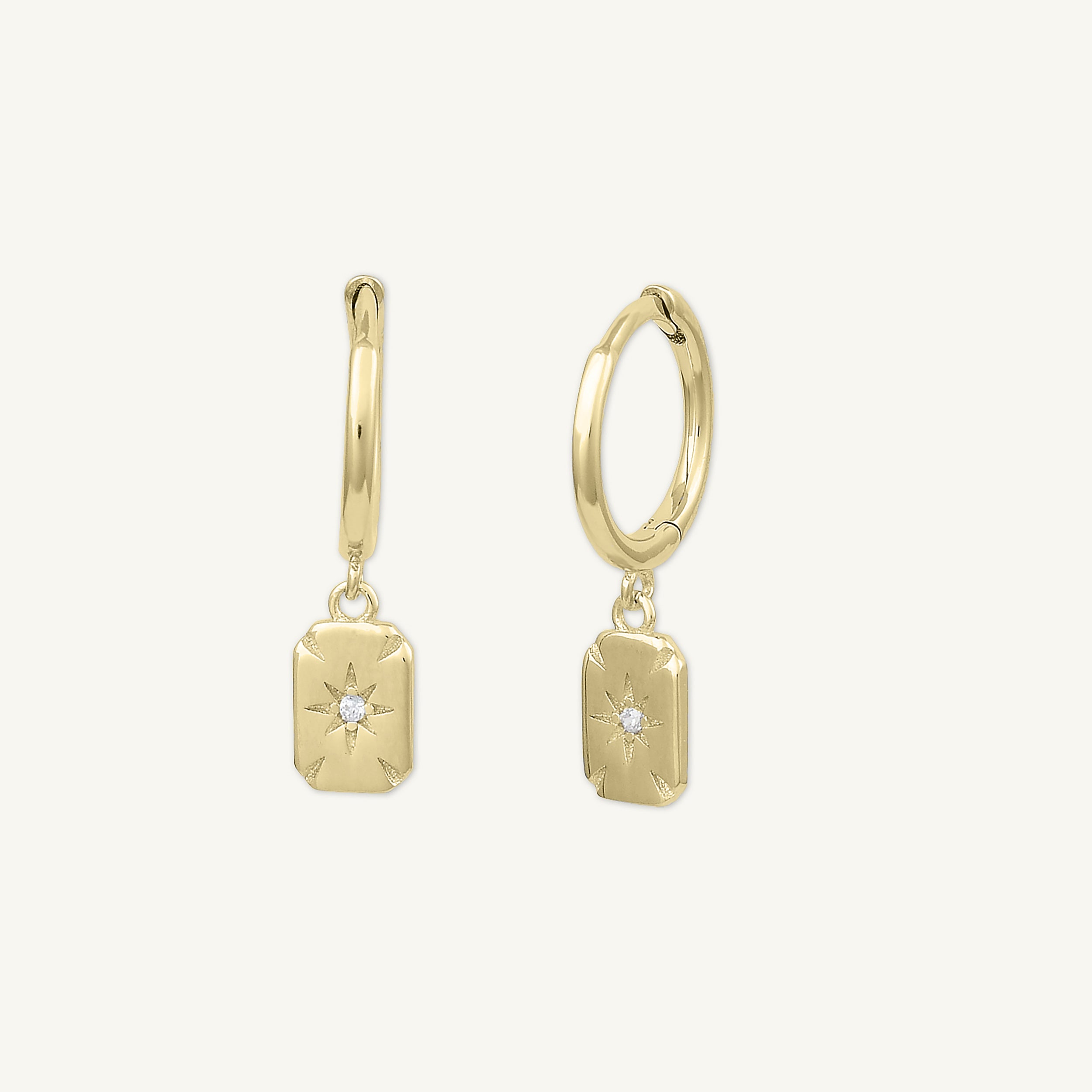 North Star Rectangle Huggie Hoop Earrings