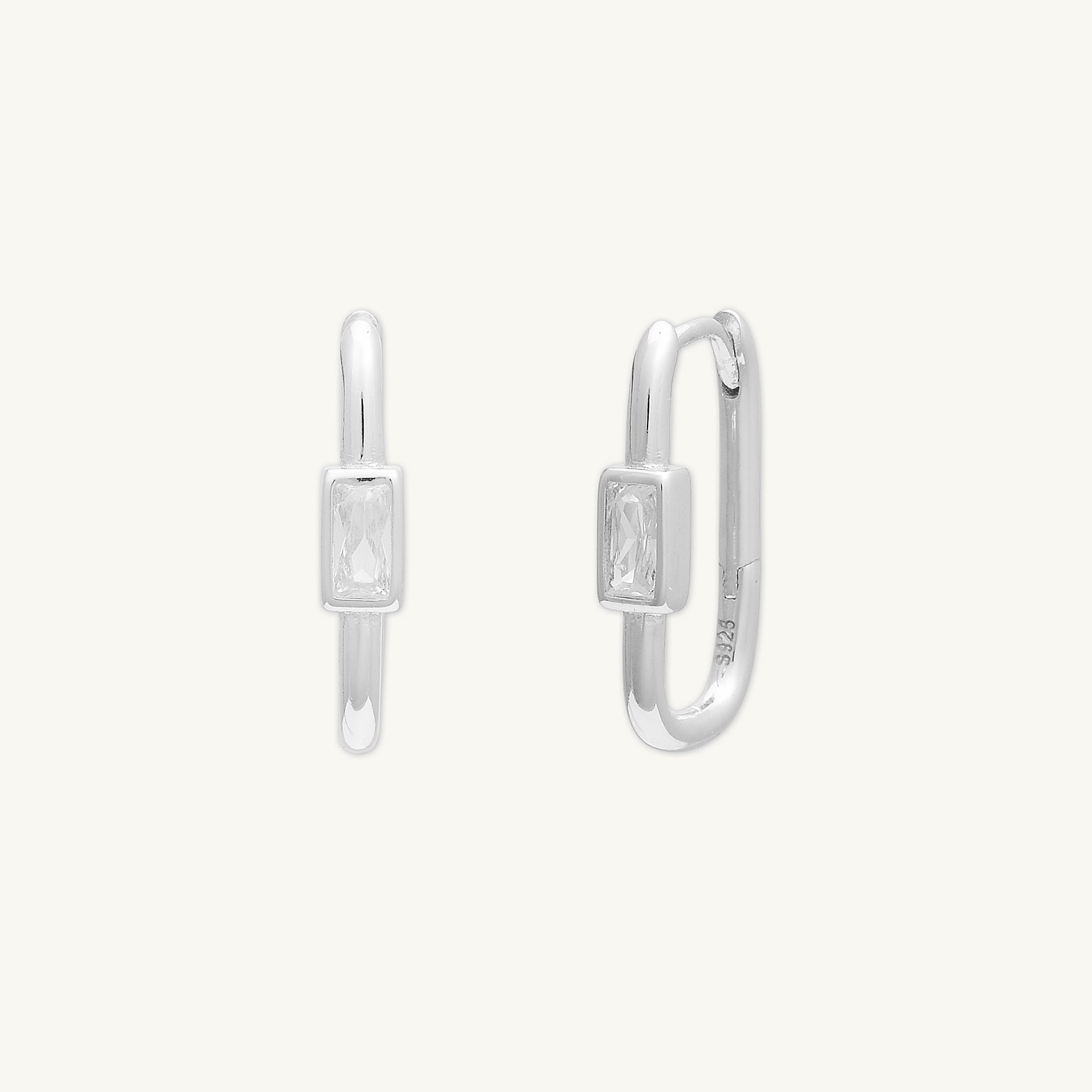 Long Baguette Huggie Hoops Earrings