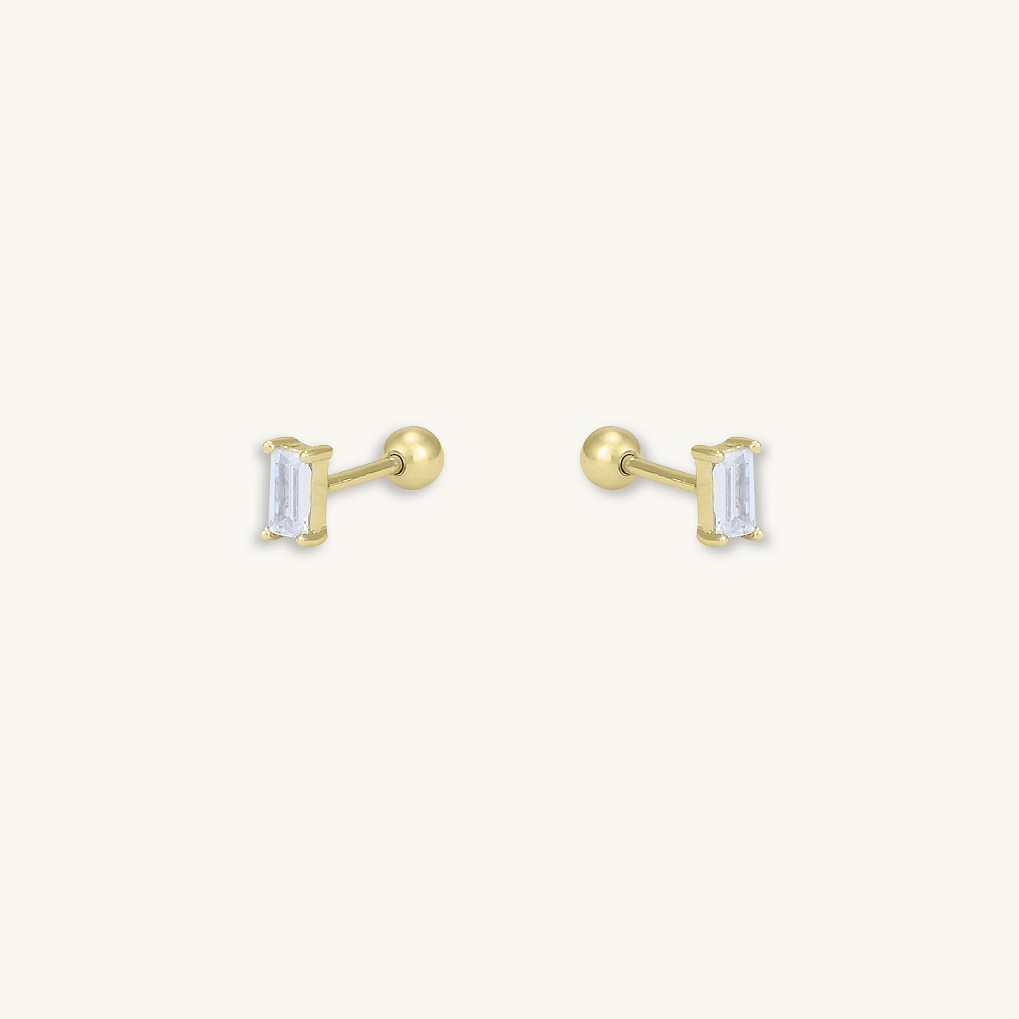 Baguette Barbell Stud Cartilage Earrings