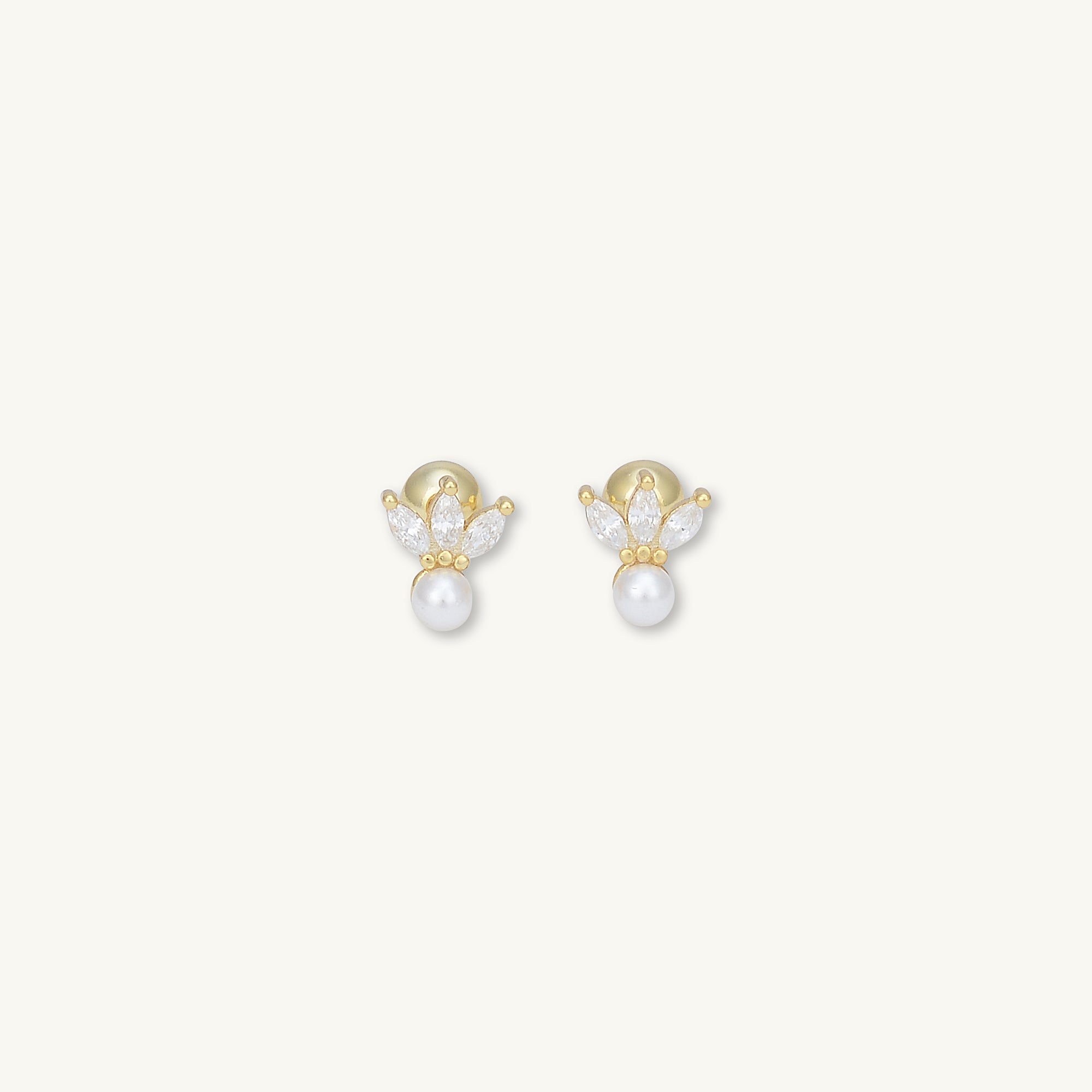 Lotus Pearl Sapphire Barbell Stud Cartilage Earrings