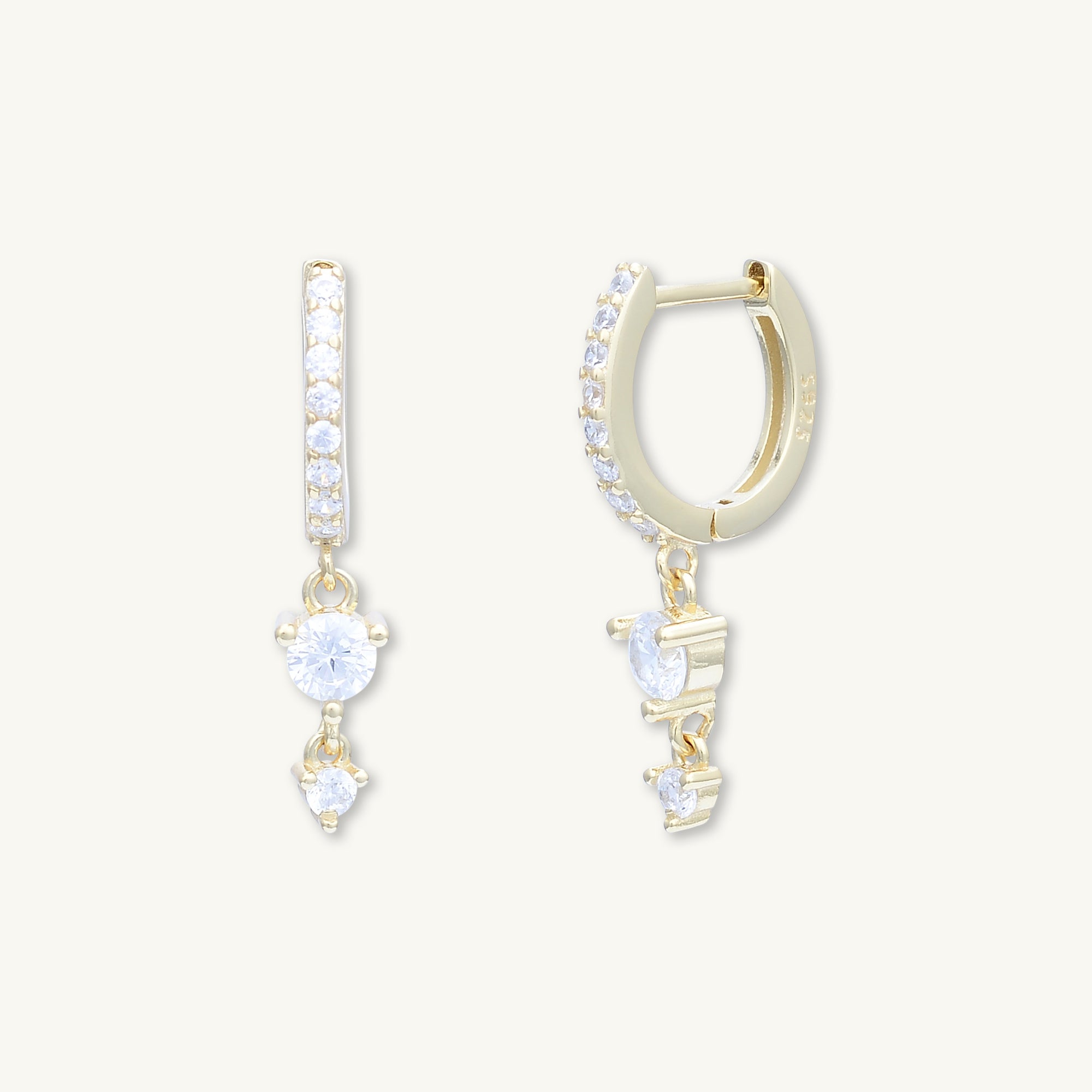 Sapphire Double Dangling Huggie Earrings