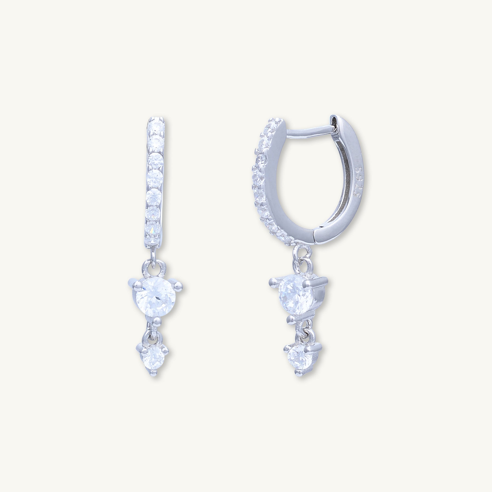 Sapphire Double Dangling Huggie Earrings