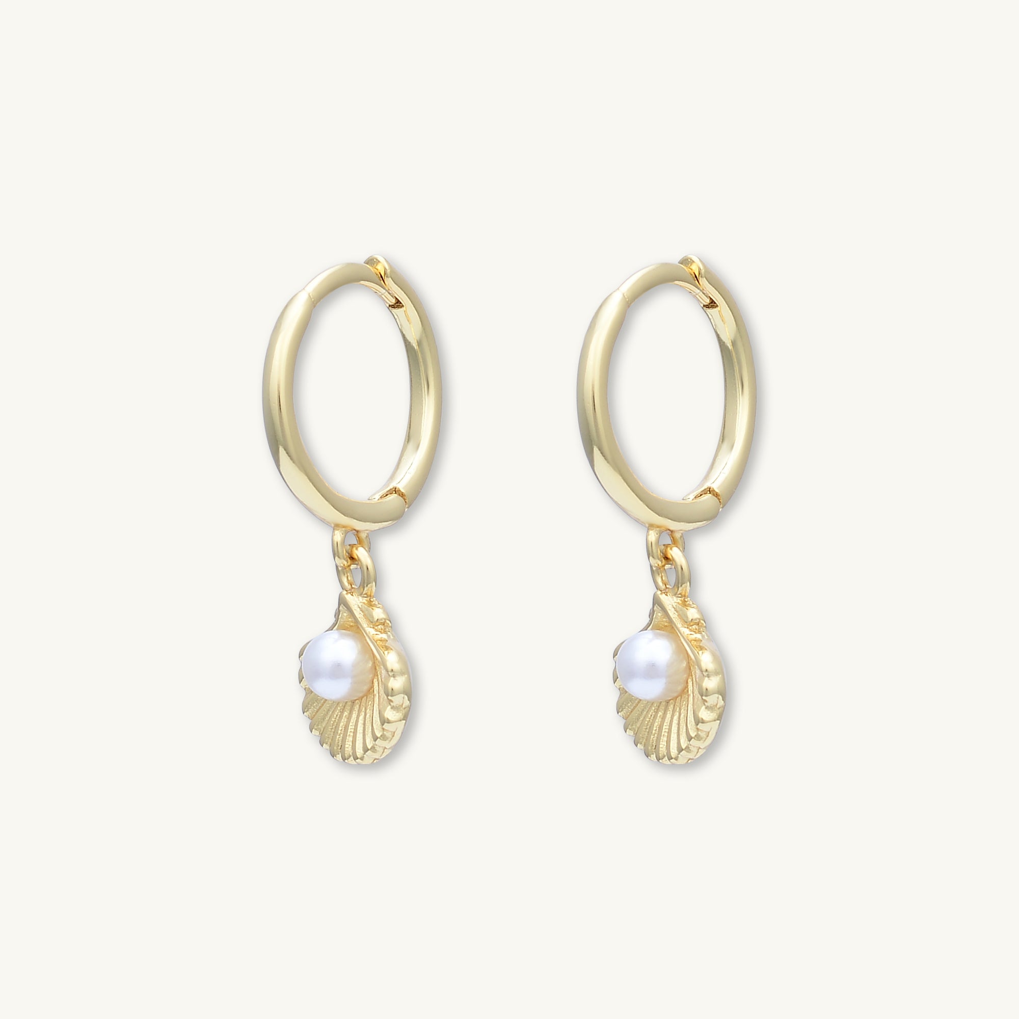 Pearl Shell Huggie Earrings