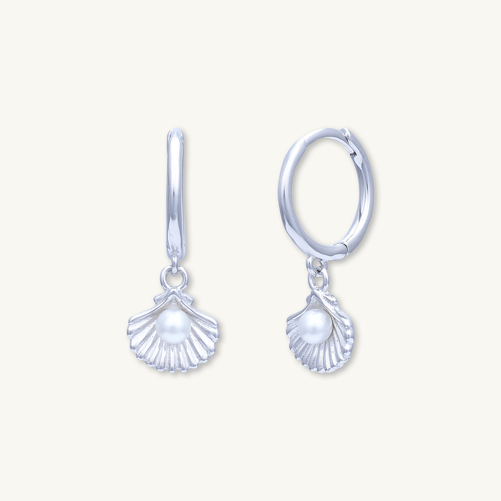 Pearl Shell Huggie Earrings