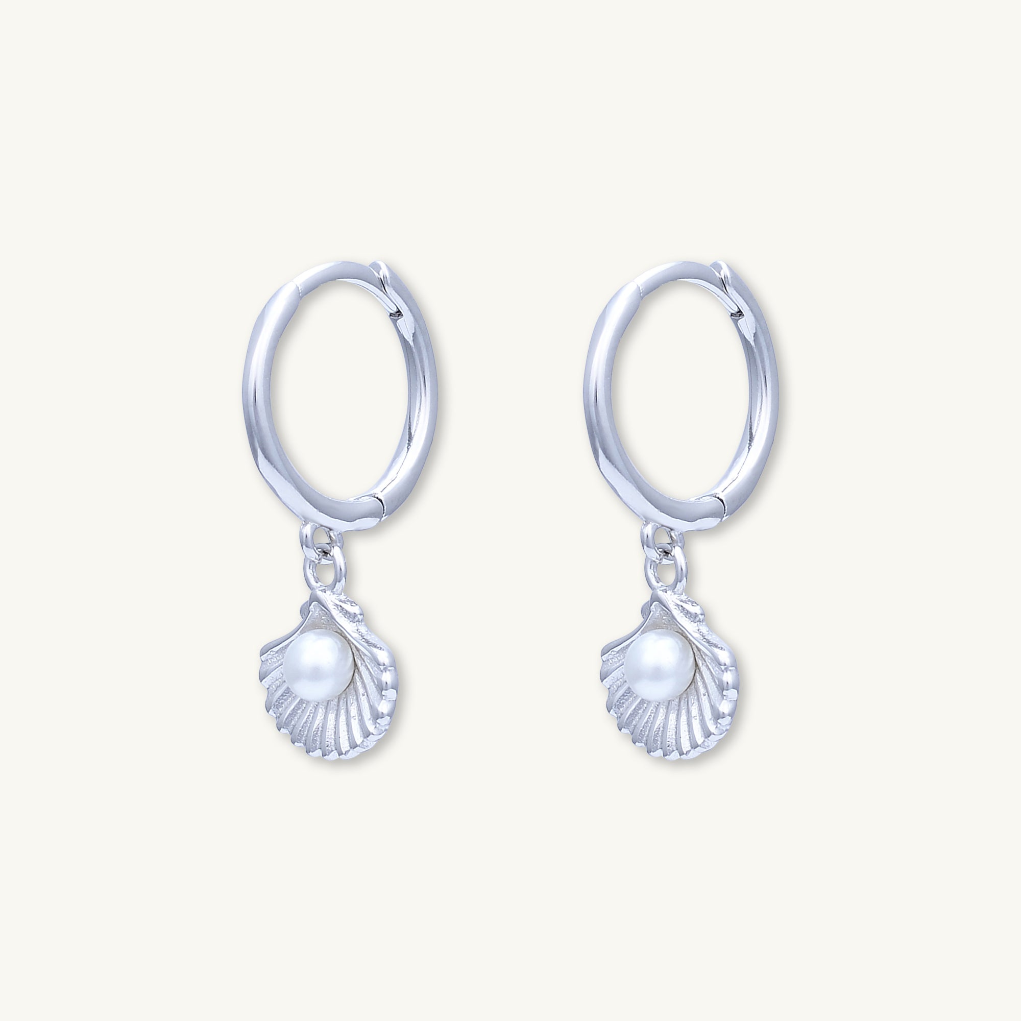Pearl Shell Huggie Earrings