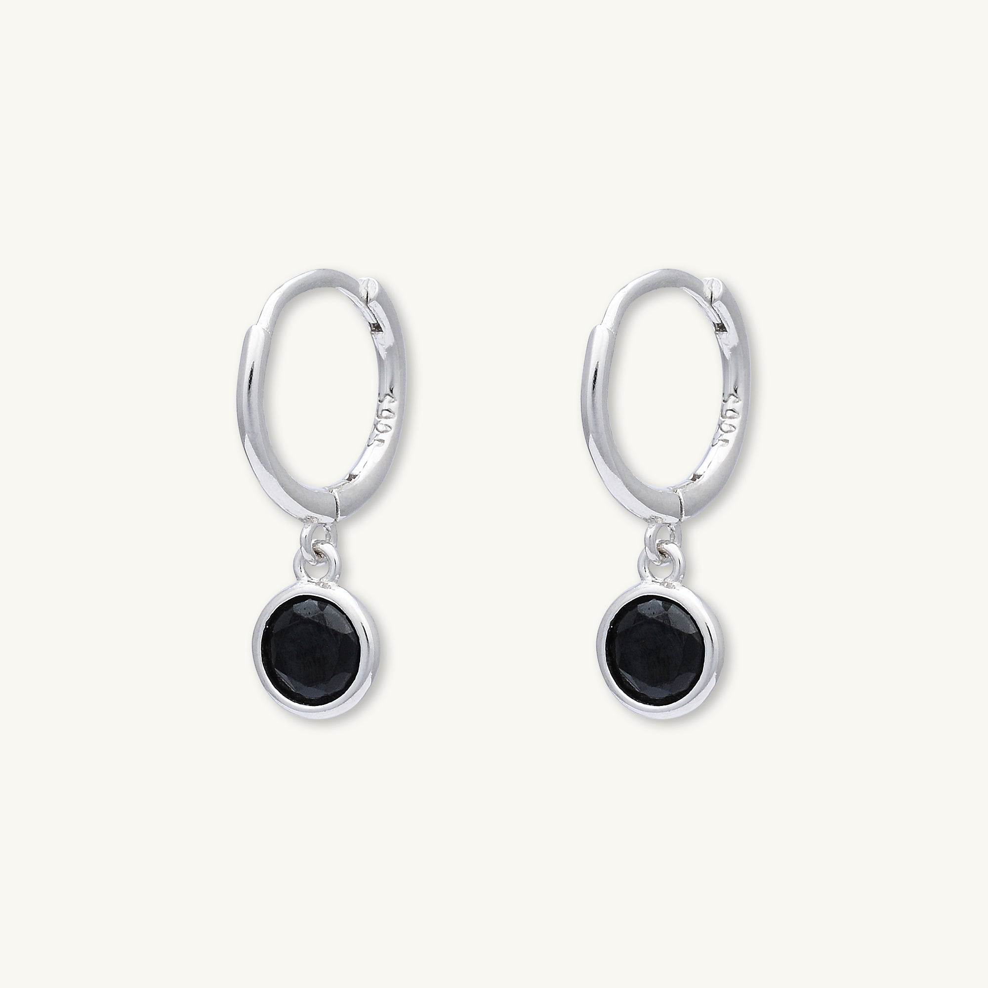 Black Circle Sapphire Hoop Earrings