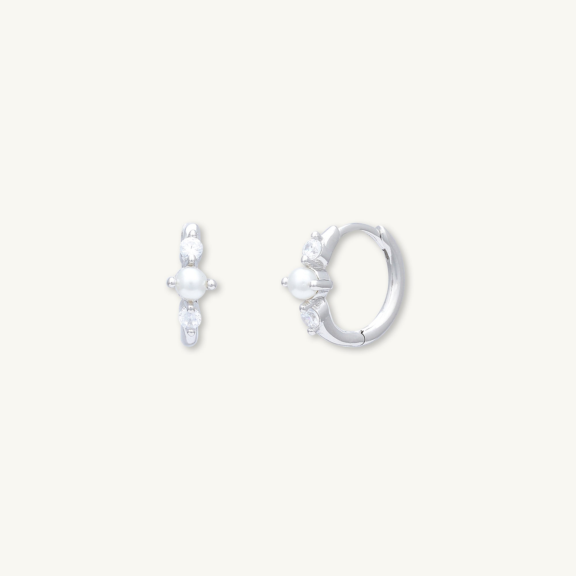 Pearl Sapphire Huggie Earrings