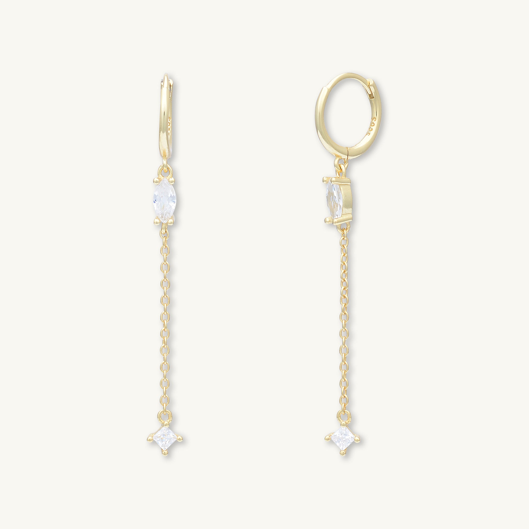 Marquise Sapphire Drop Huggie Earrings