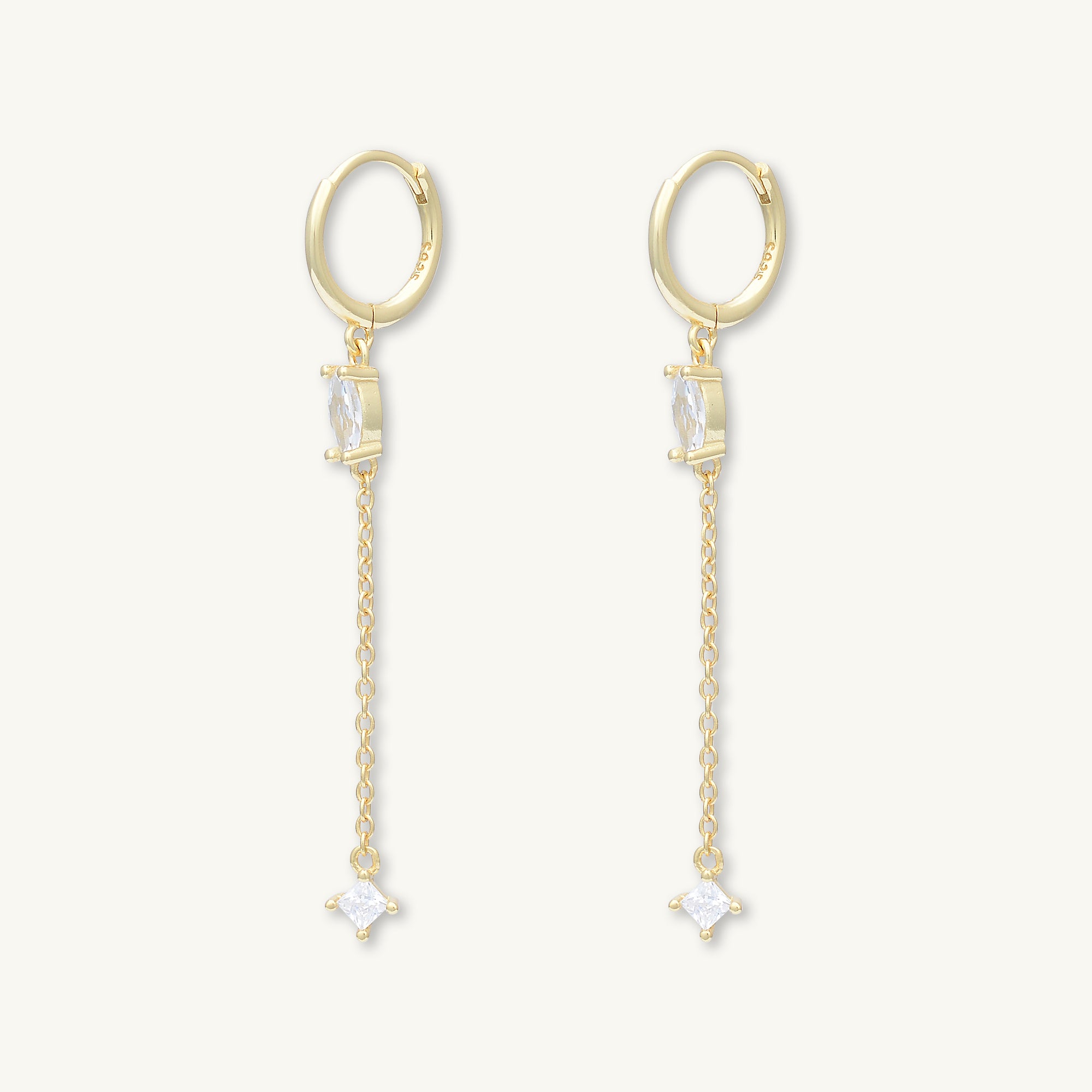 Marquise Sapphire Drop Huggie Earrings