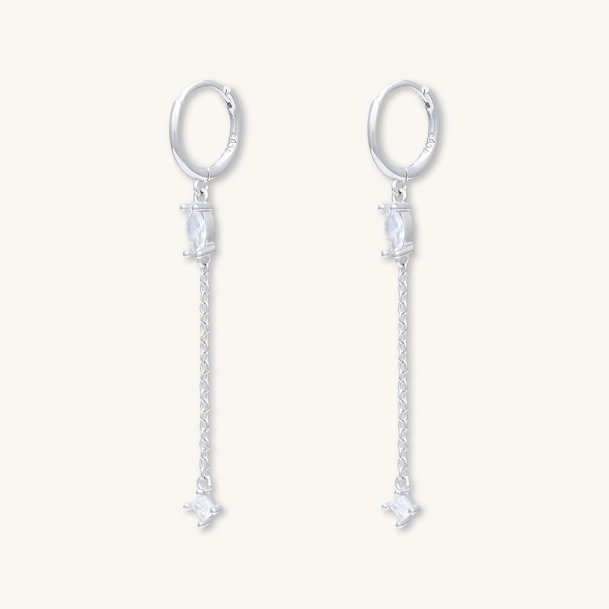 Marquise Sapphire Drop Huggie Earrings