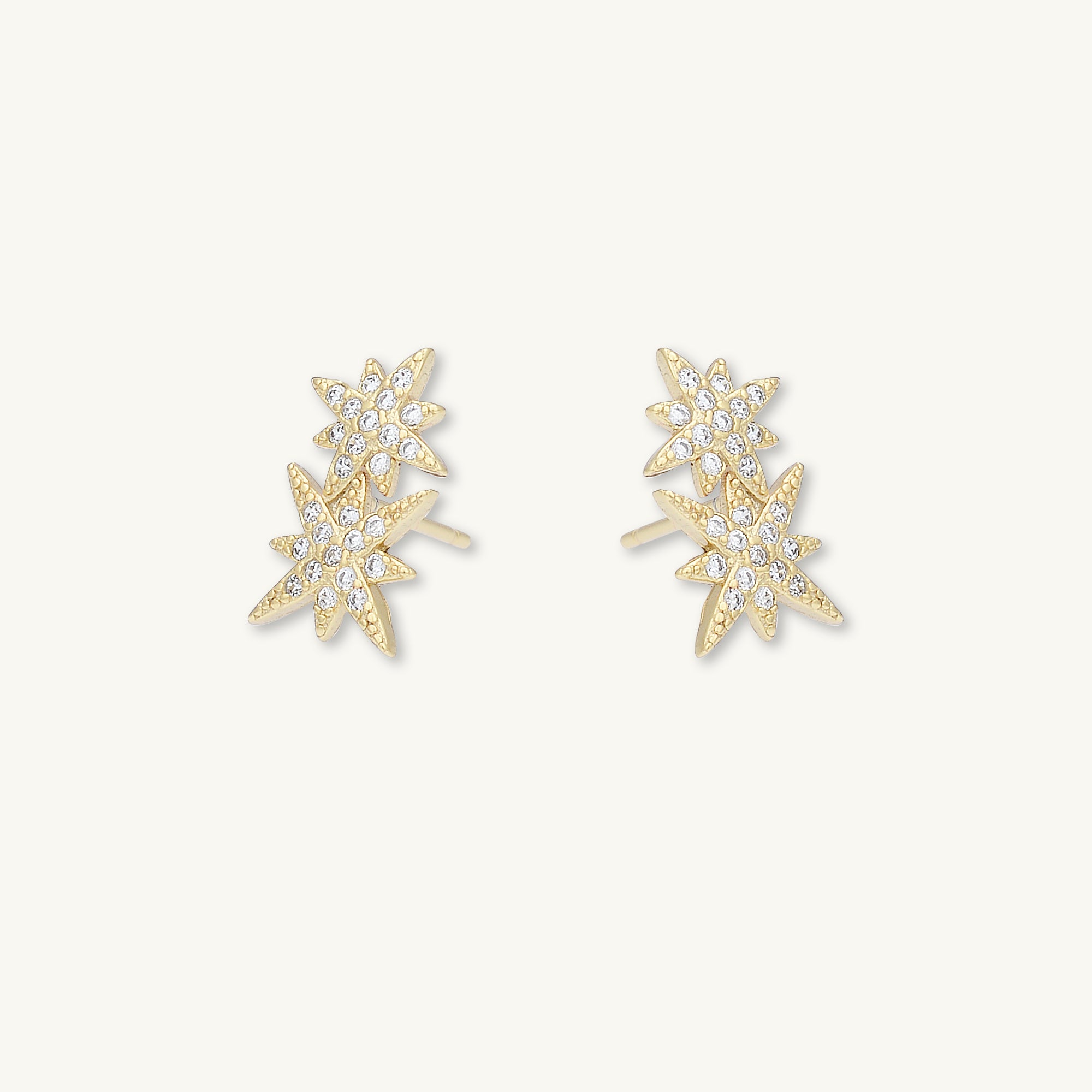 Double North Star Sapphire Stud Earrings