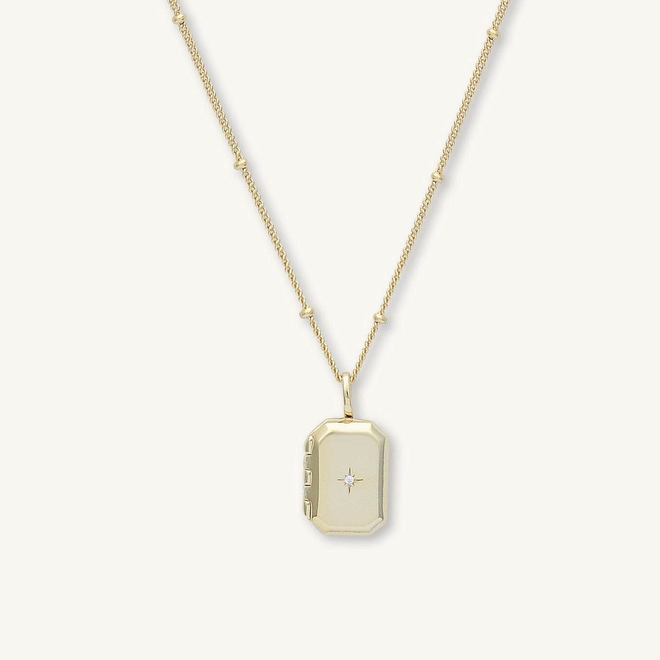 North Star Rectangular Photo Locket Necklace