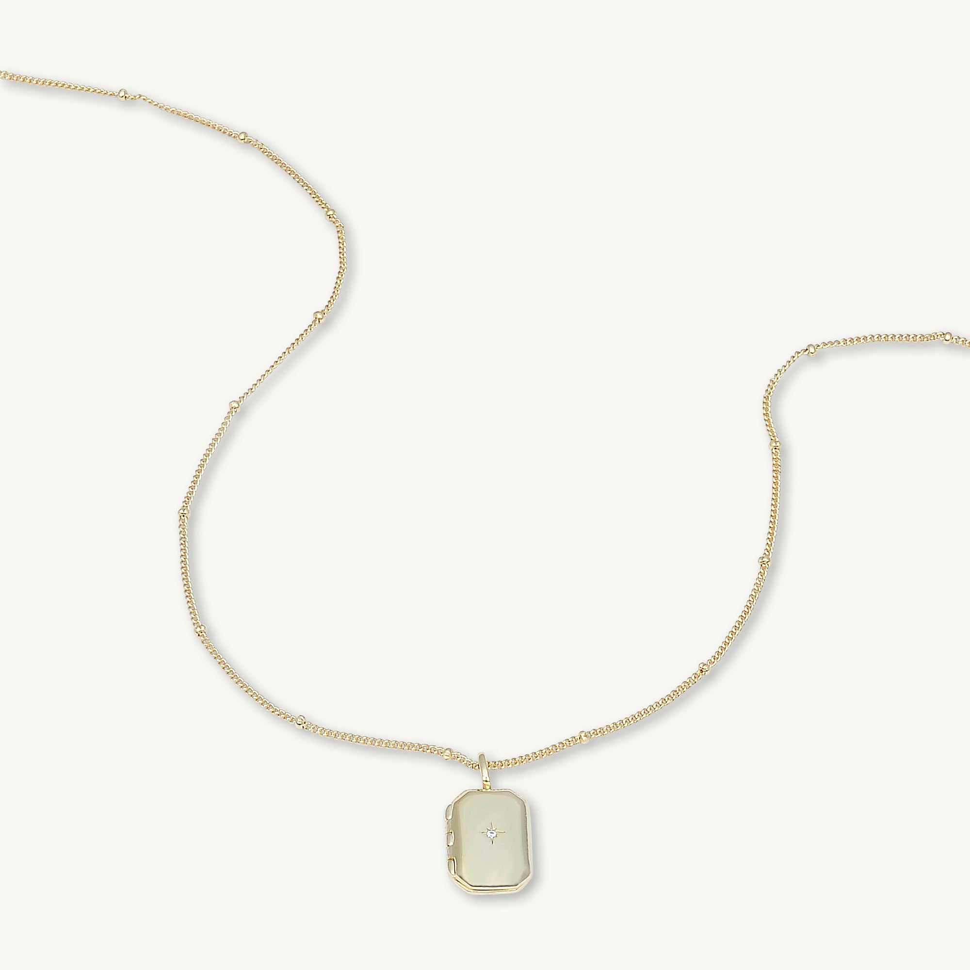 North Star Rectangular Photo Locket Necklace
