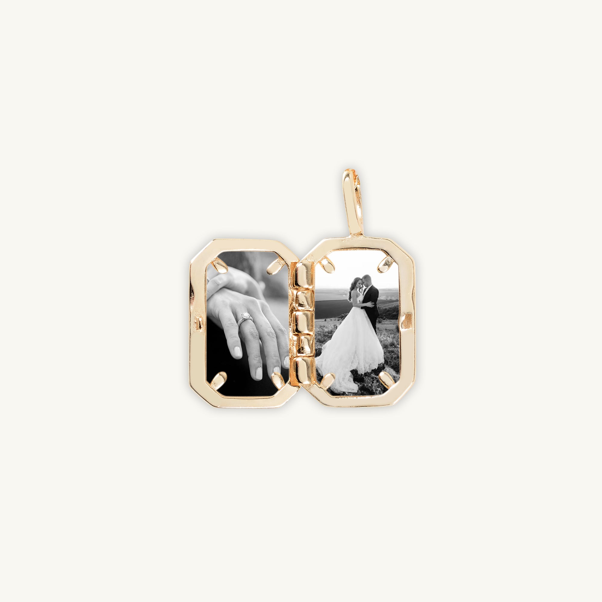 North Star Rectangular Photo Locket Necklace